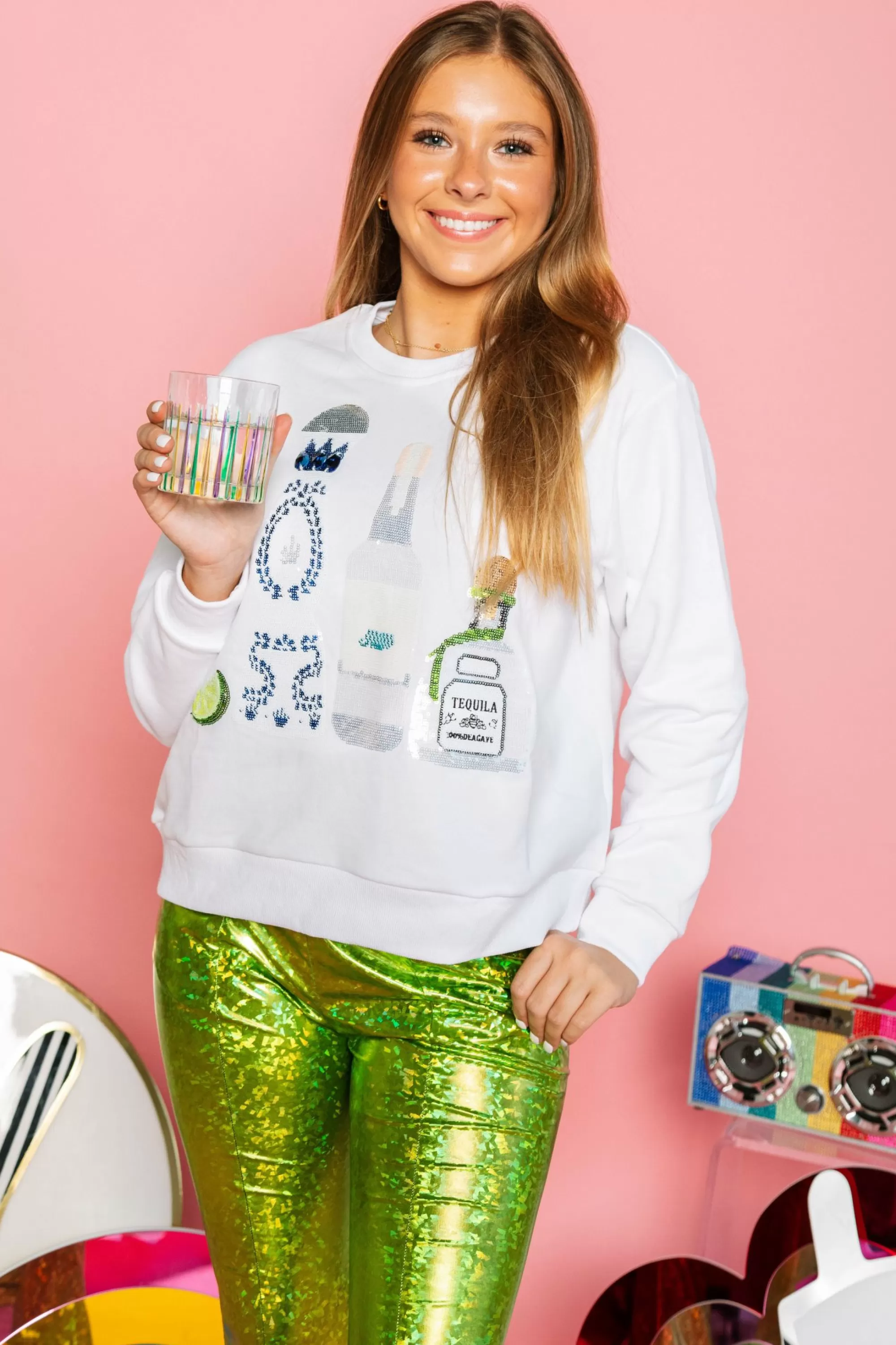 Queen Of Sparkles 3 Tequila Floor Sweatshirt