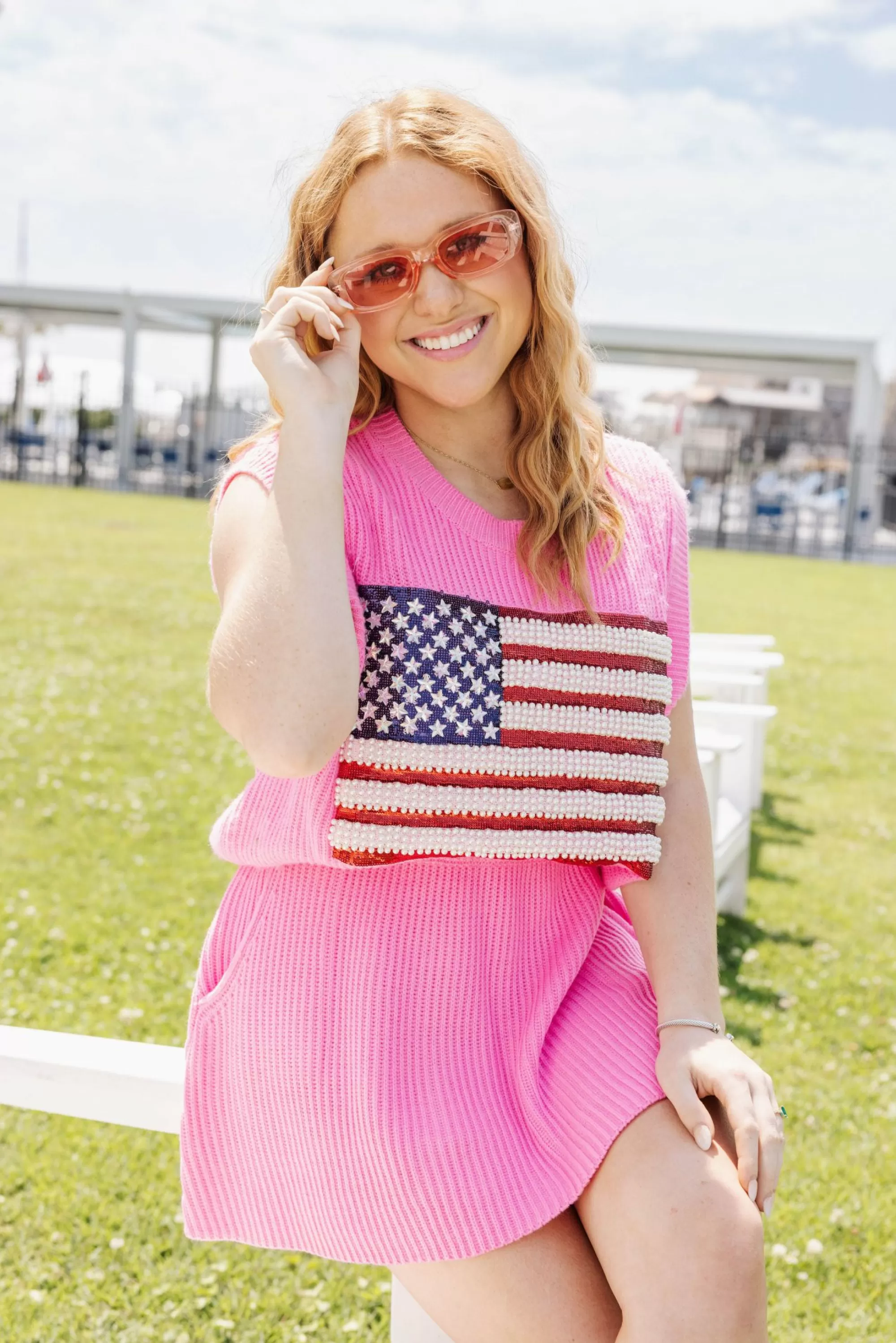 Queen Of Sparkles American Flag Sweater Tank