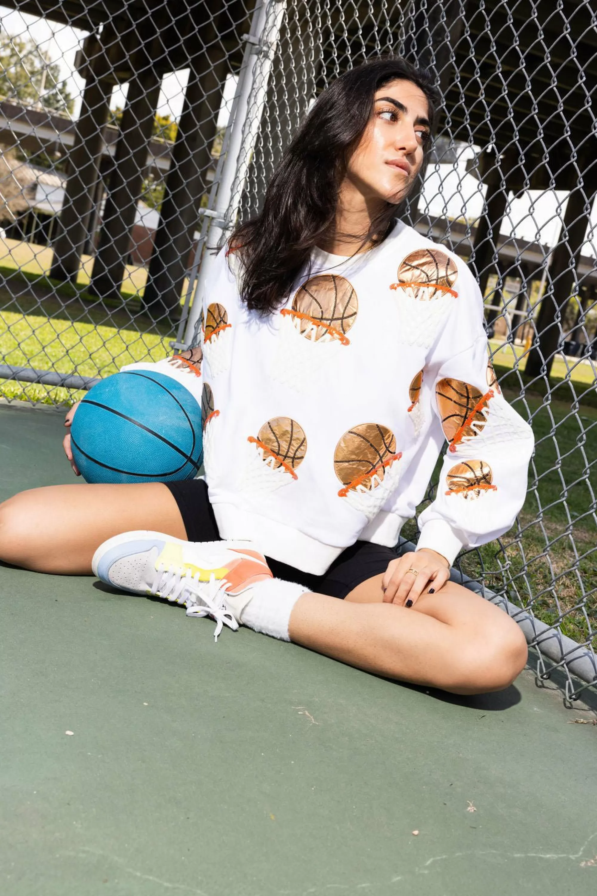 Queen Of Sparkles Basketball Hoop Sweatshirt