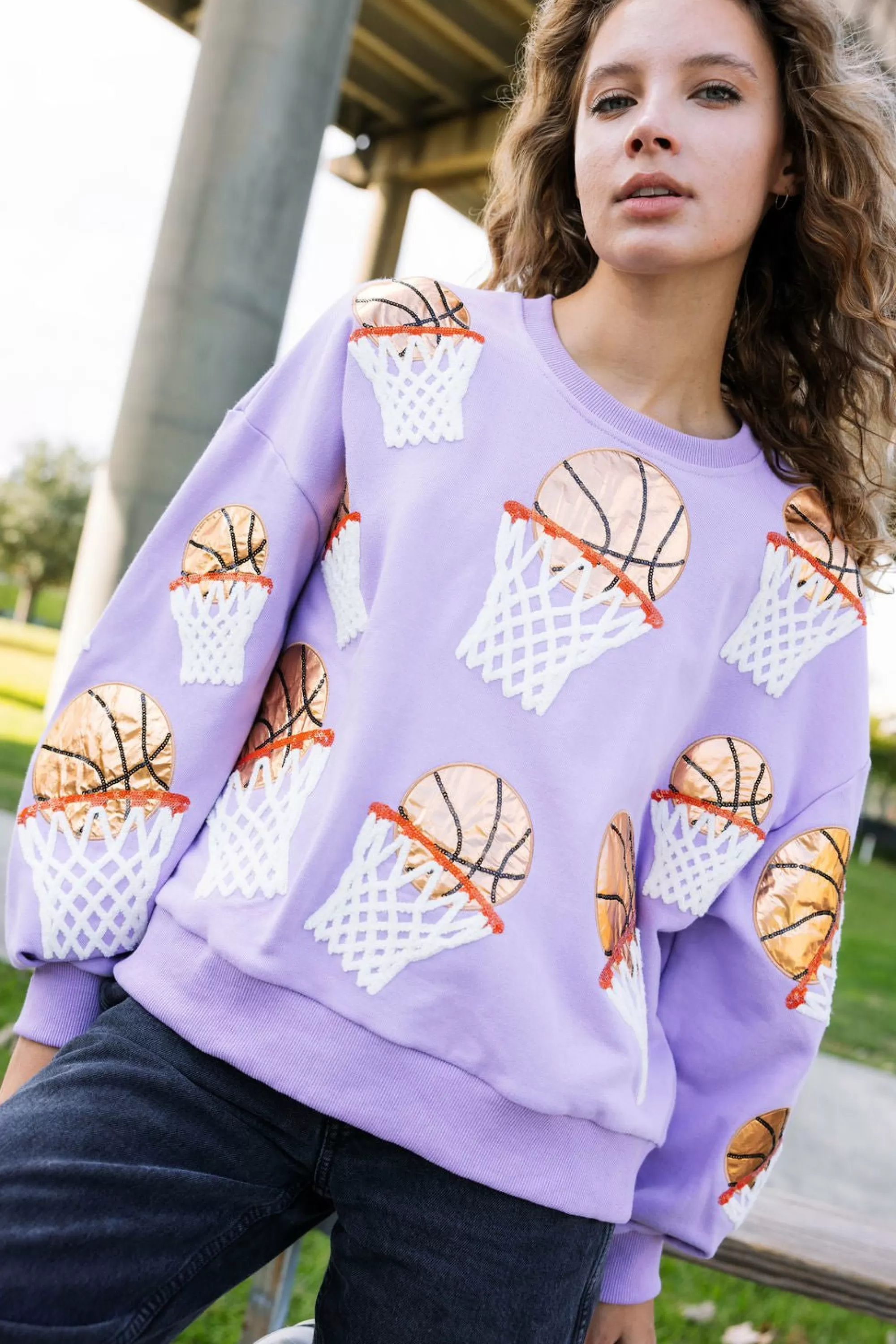 Queen Of Sparkles Basketball Hoop Sweatshirt