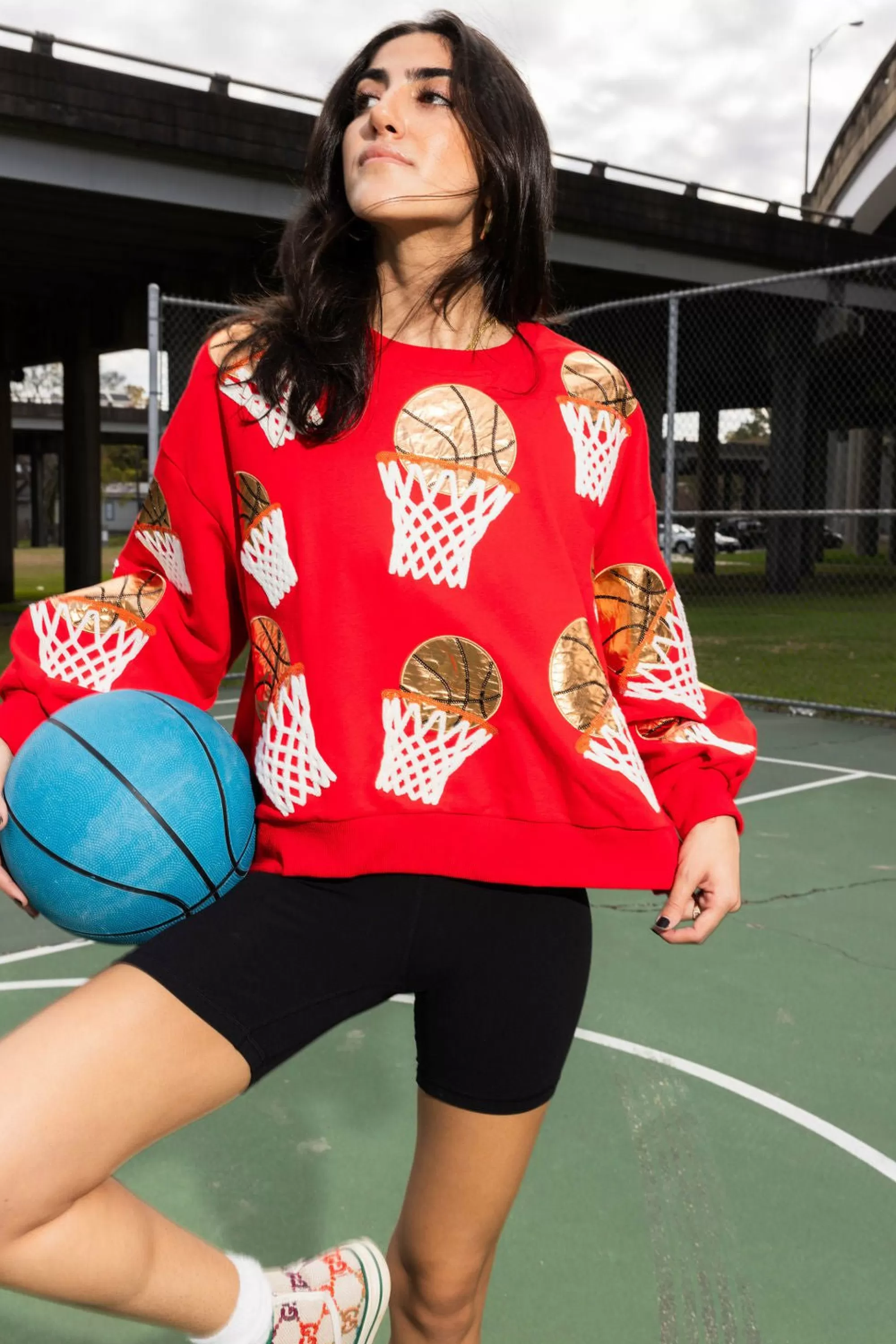 Queen Of Sparkles Basketball Hoop Sweatshirt