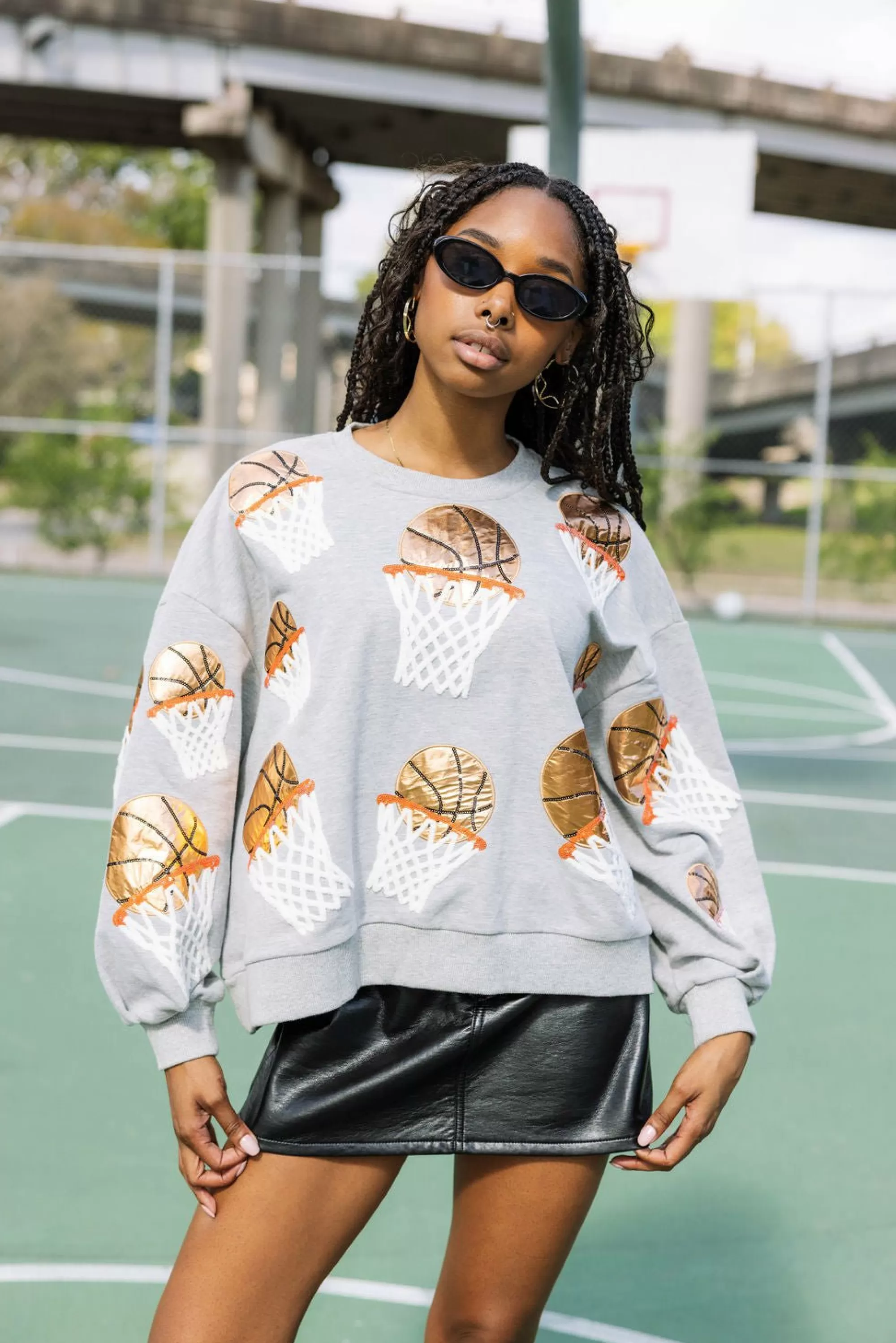 Queen Of Sparkles Basketball Hoop Sweatshirt