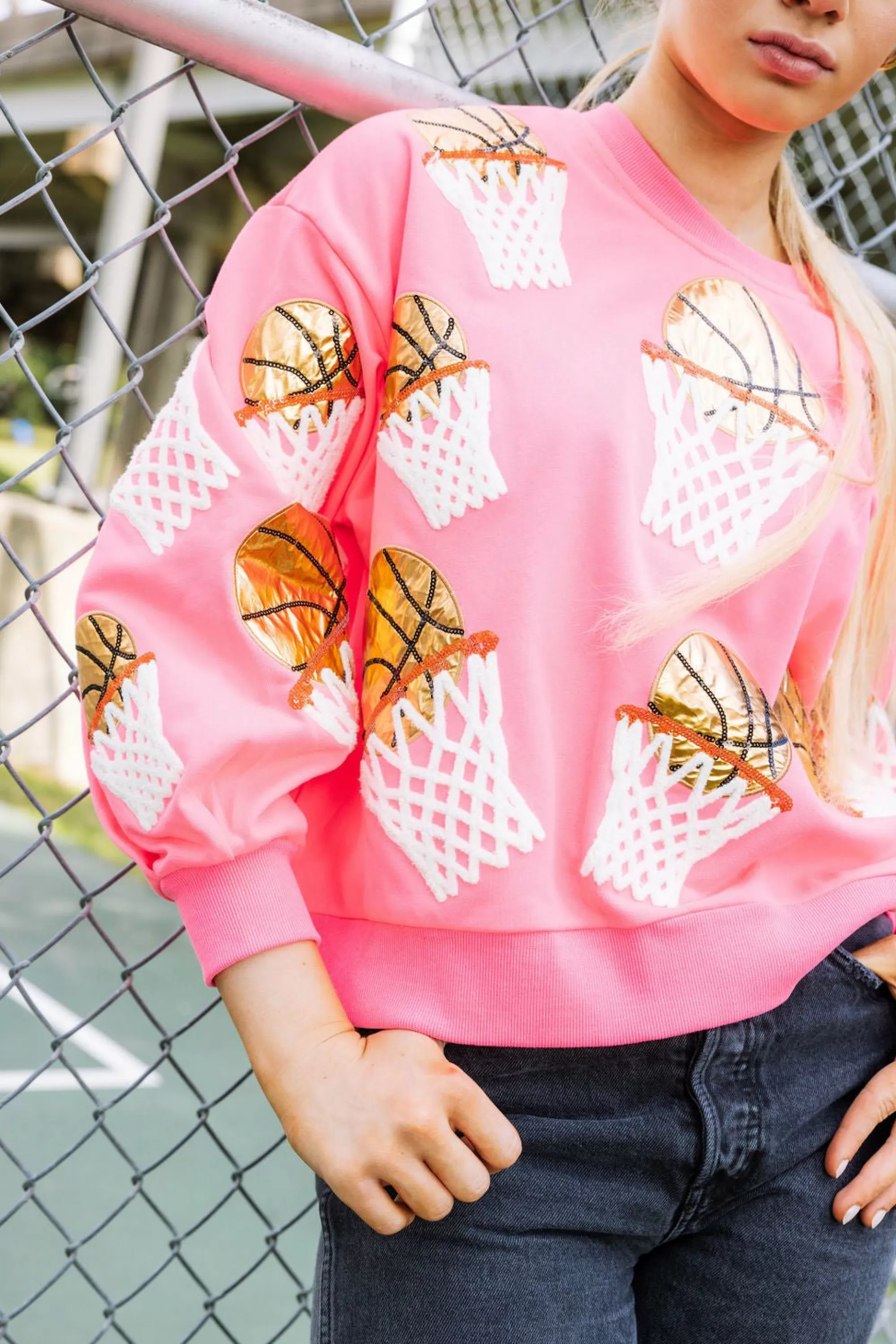 Queen Of Sparkles Basketball Hoop Sweatshirt