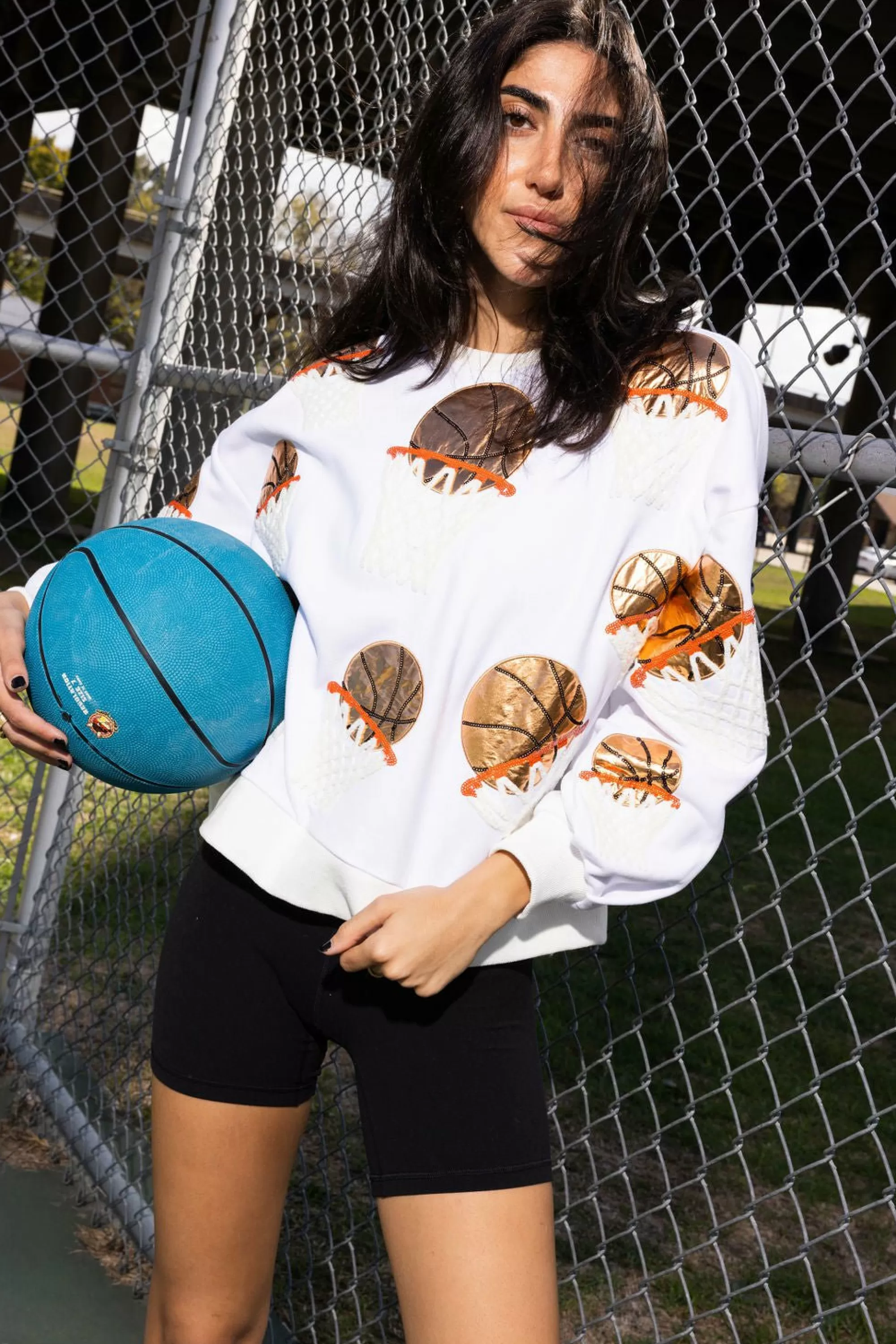 Queen Of Sparkles Basketball Hoop Sweatshirt