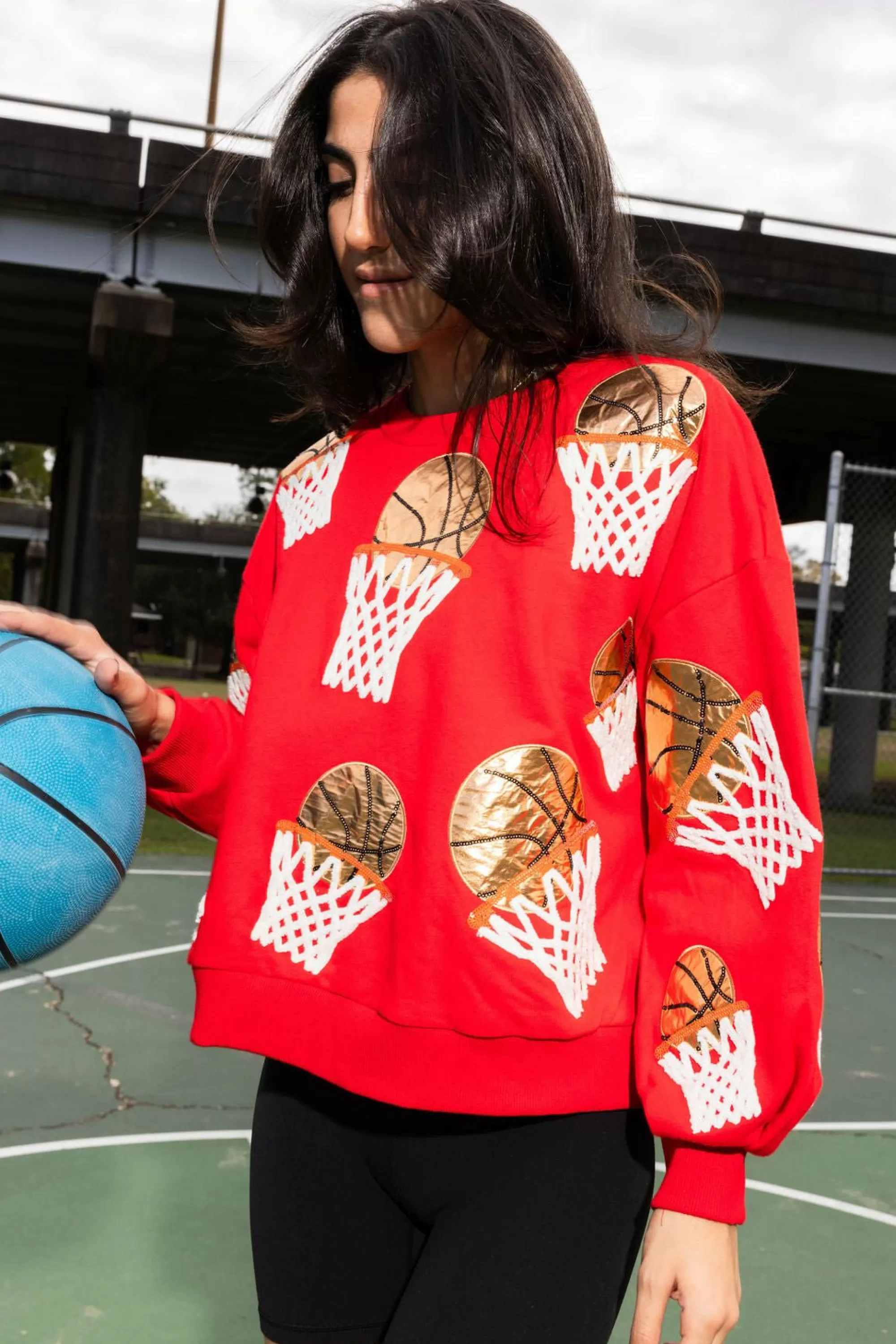 Queen Of Sparkles Basketball Hoop Sweatshirt