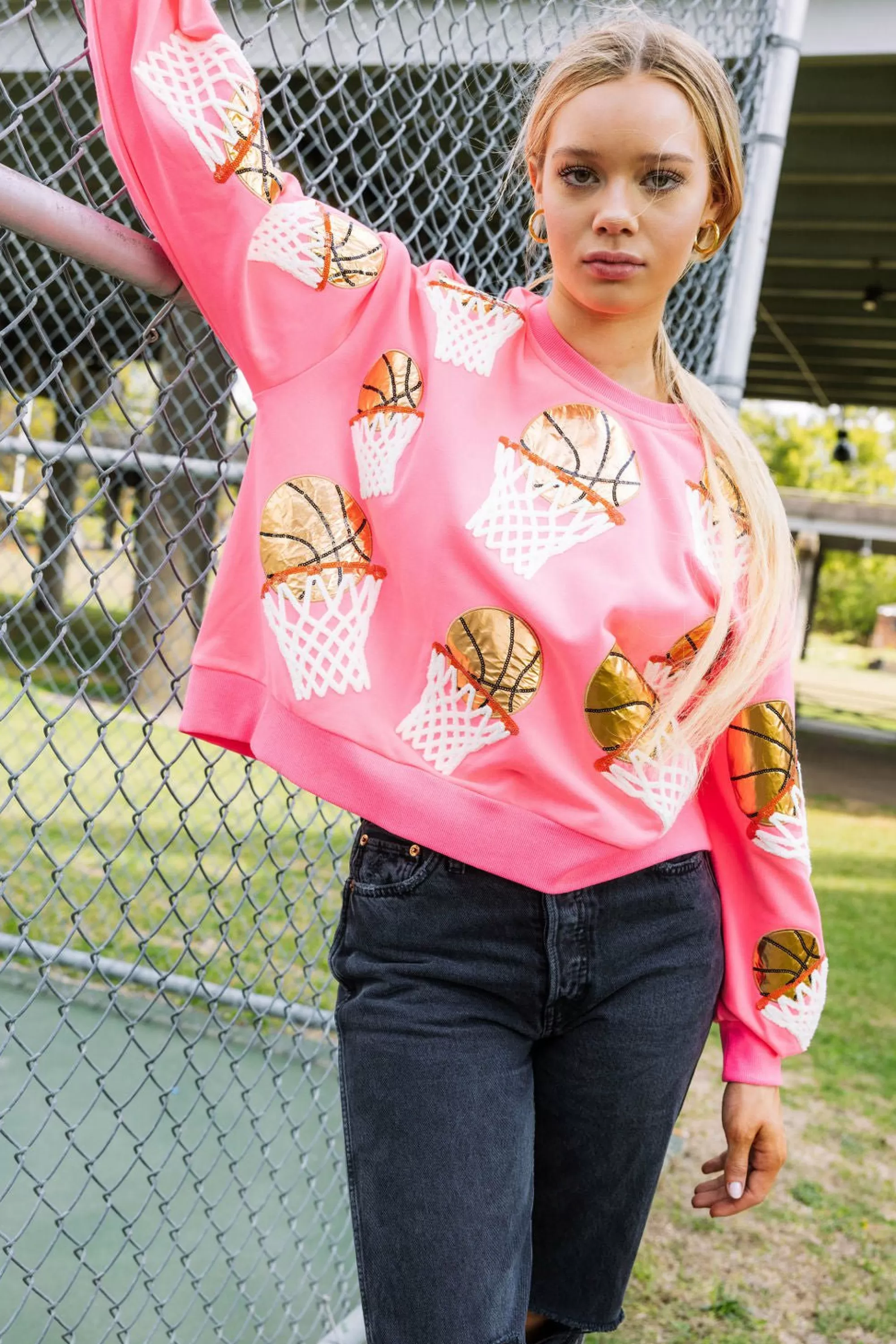 Queen Of Sparkles Basketball Hoop Sweatshirt