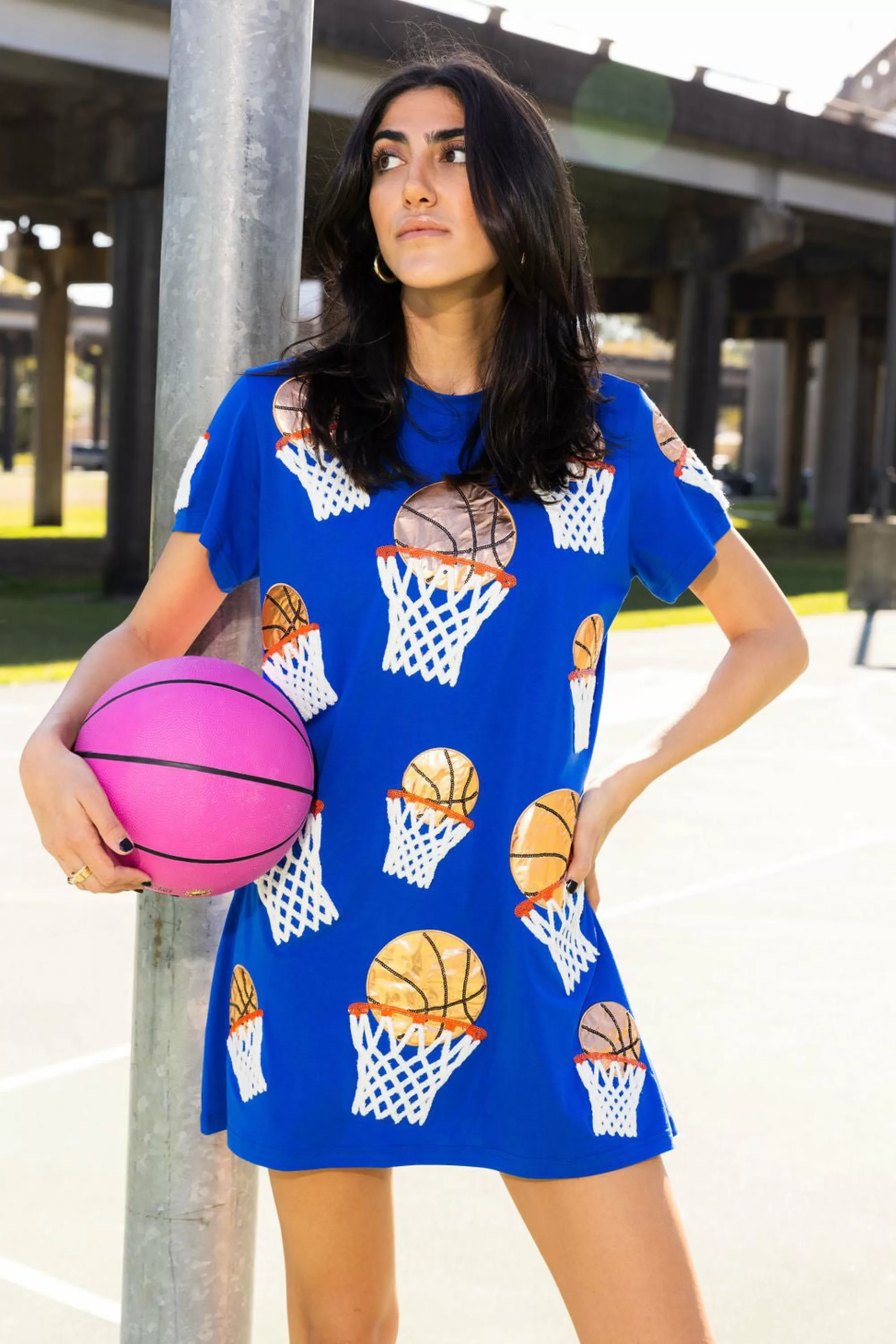 Queen Of Sparkles Basketball Hoop Tee Dress