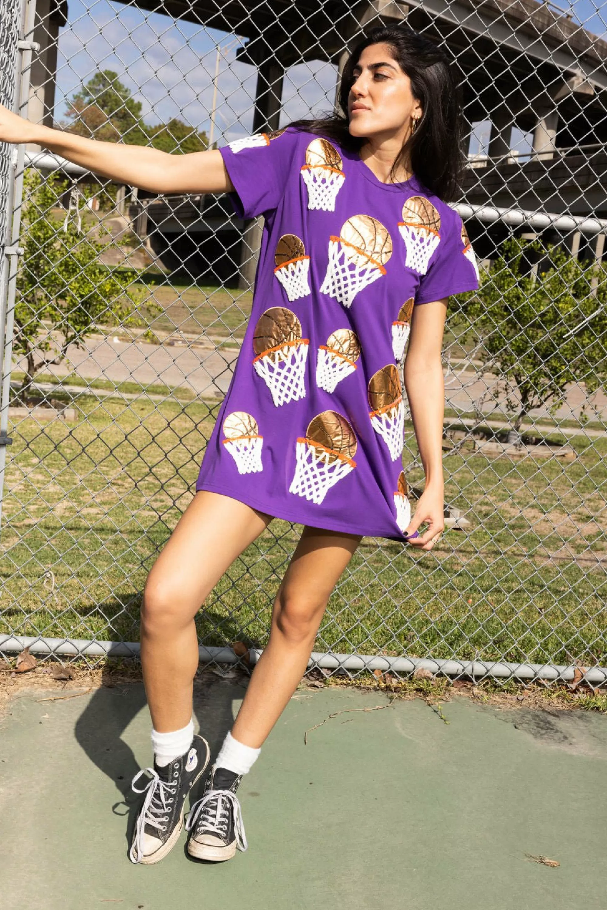 Queen Of Sparkles Basketball Hoop Tee Dress