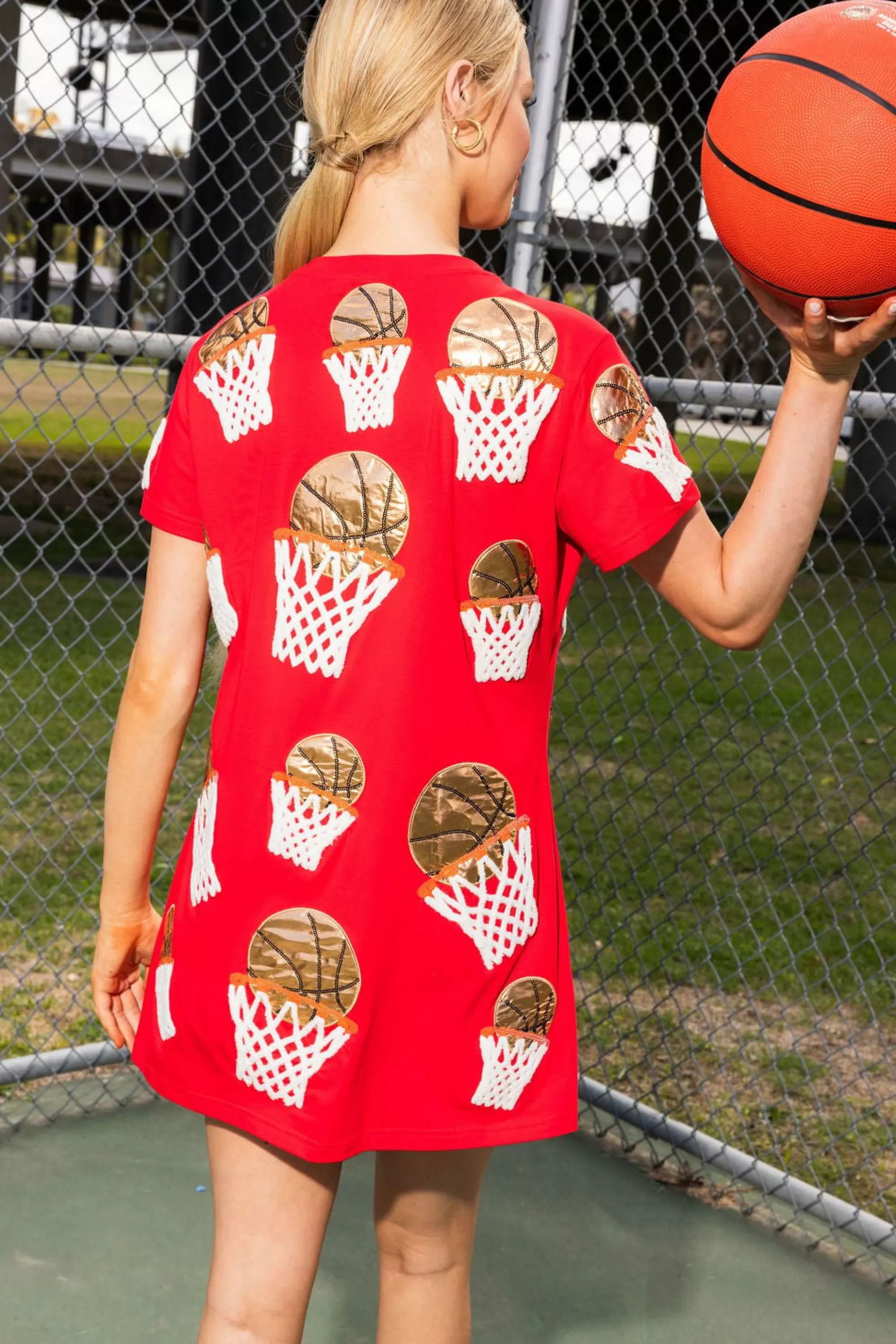 Queen Of Sparkles Basketball Hoop Tee Dress