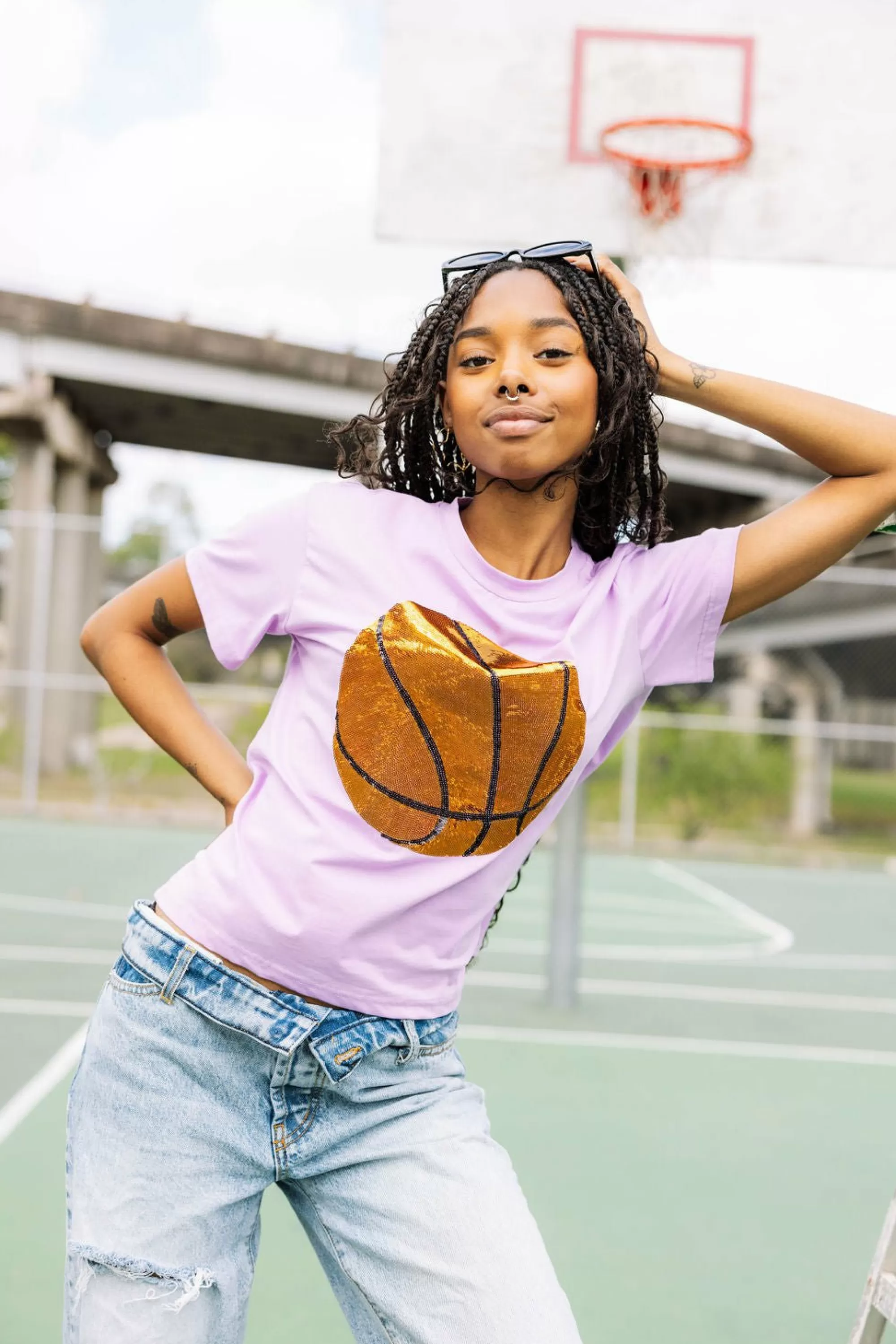 Queen Of Sparkles Basketball Tee