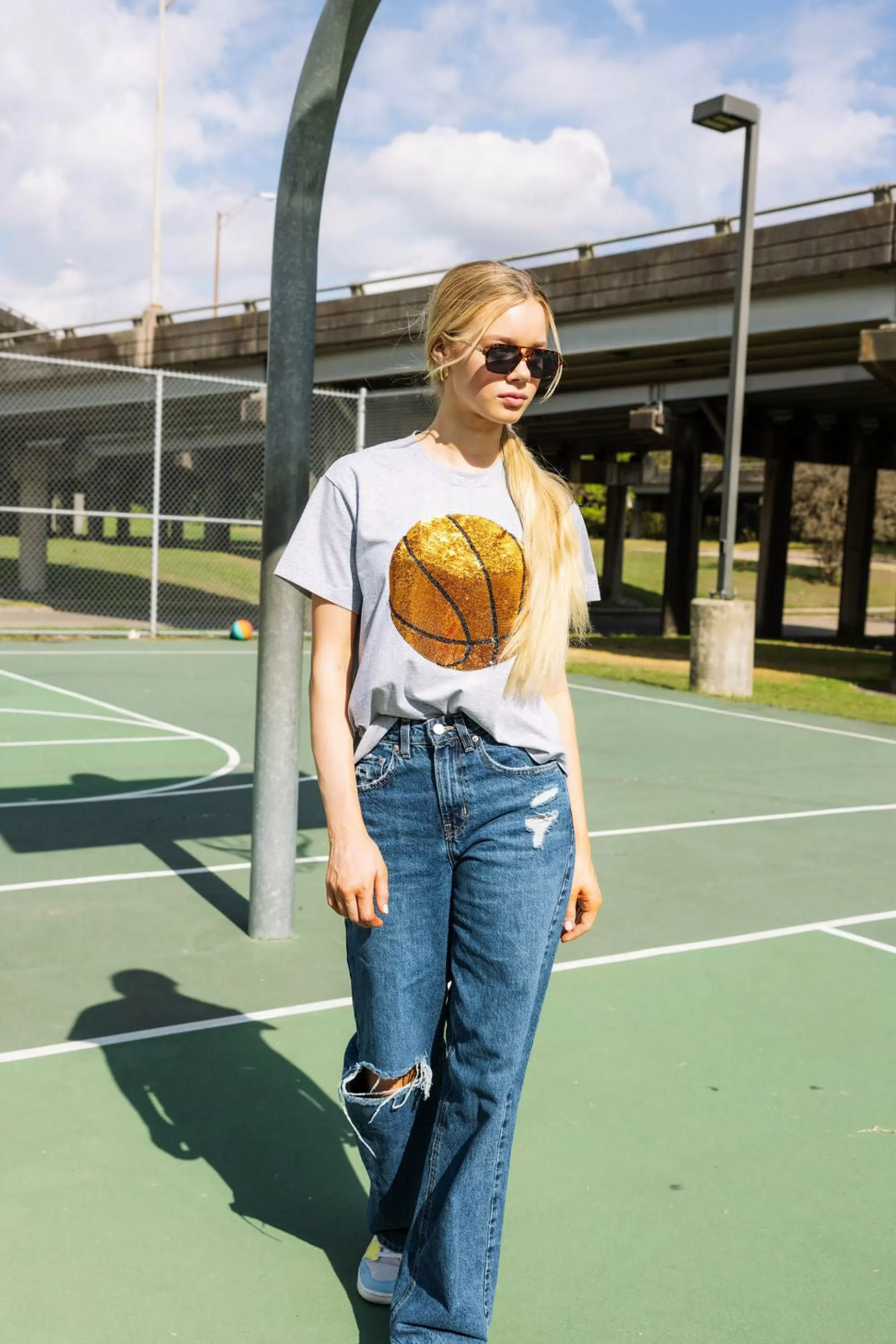 Queen Of Sparkles Basketball Tee