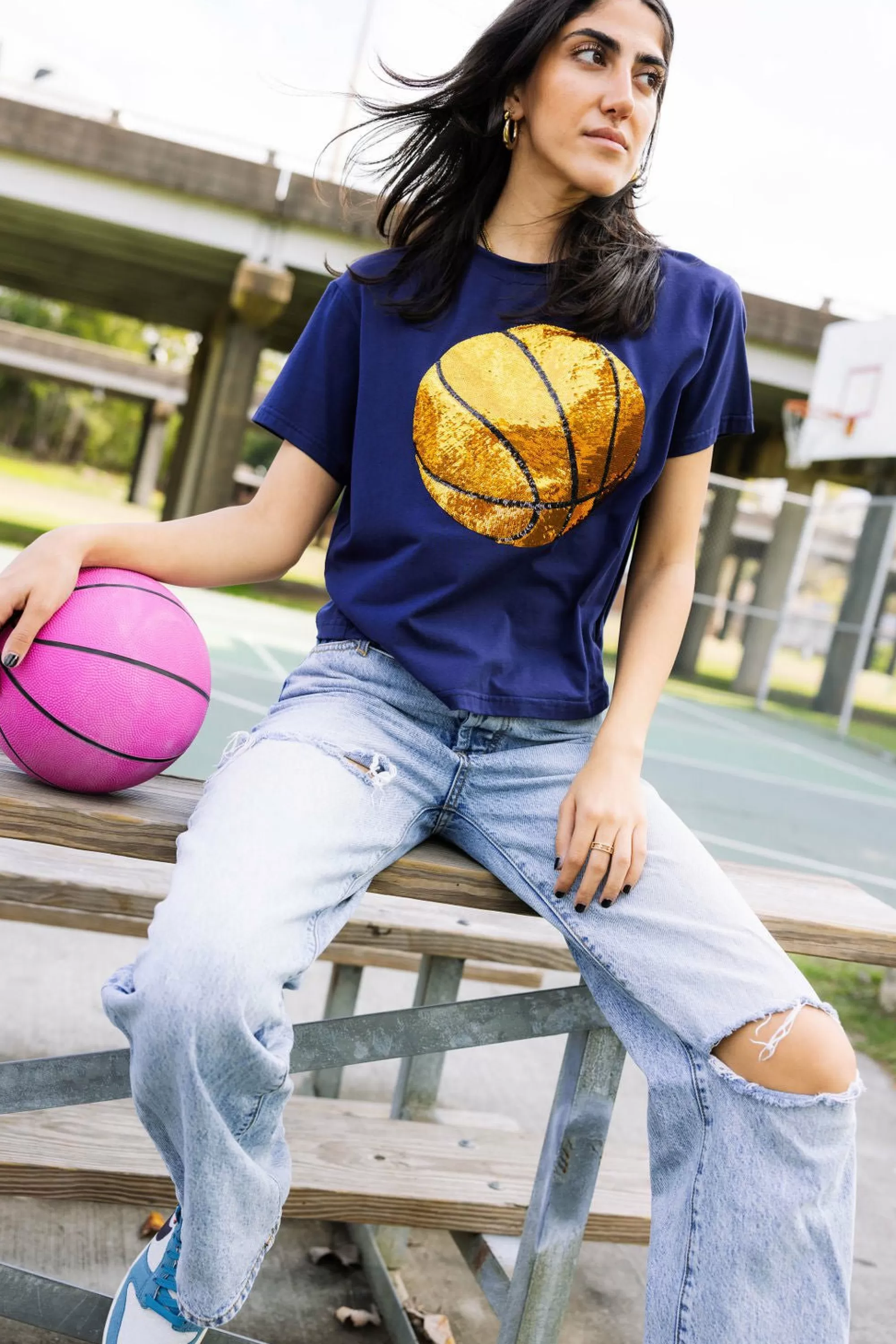 Queen Of Sparkles Basketball Tee