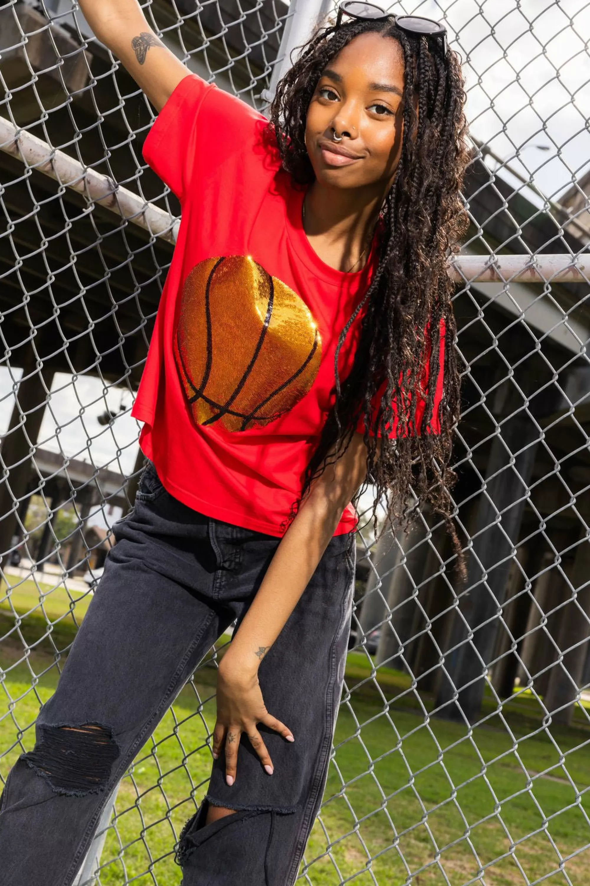 Queen Of Sparkles Basketball Tee