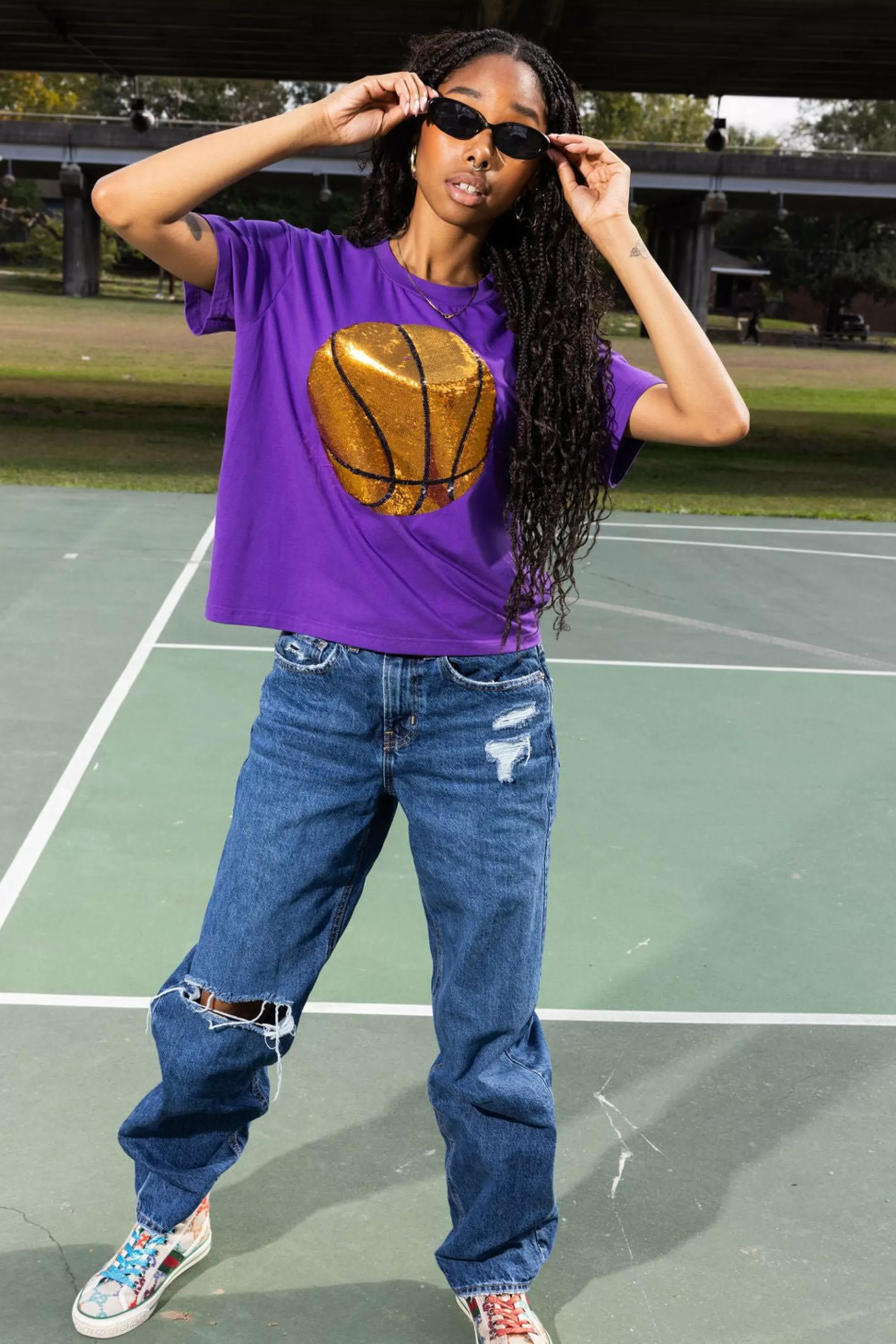 Queen Of Sparkles Basketball Tee