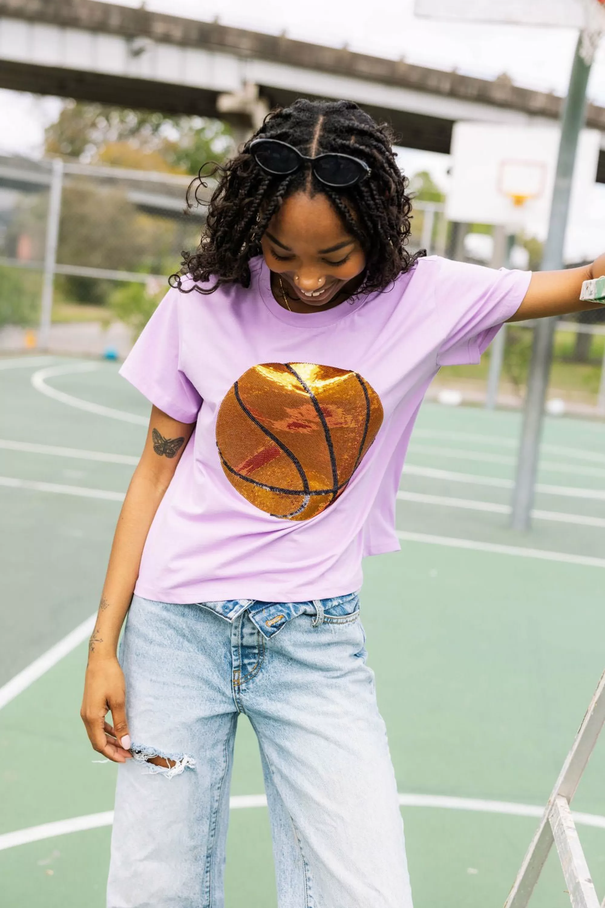 Queen Of Sparkles Basketball Tee