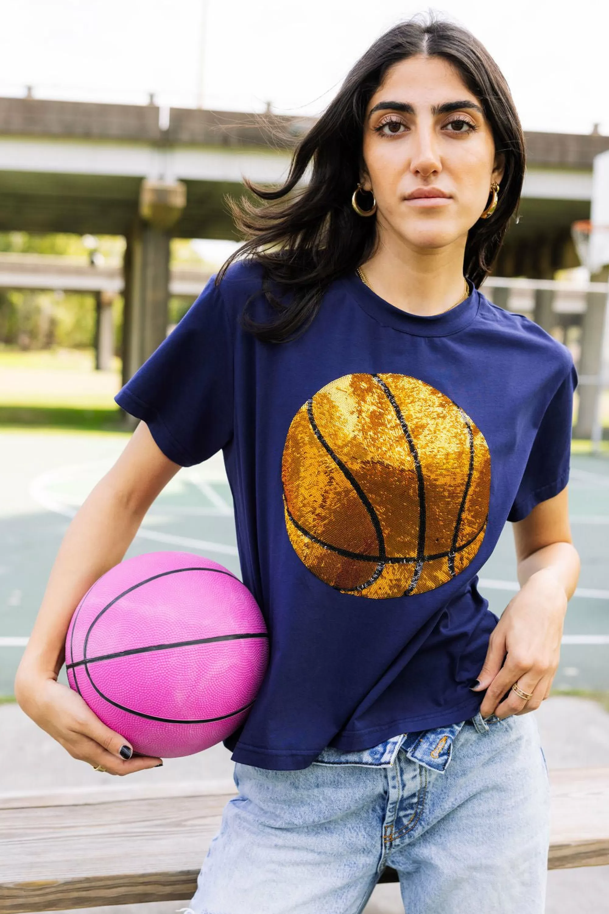 Queen Of Sparkles Basketball Tee