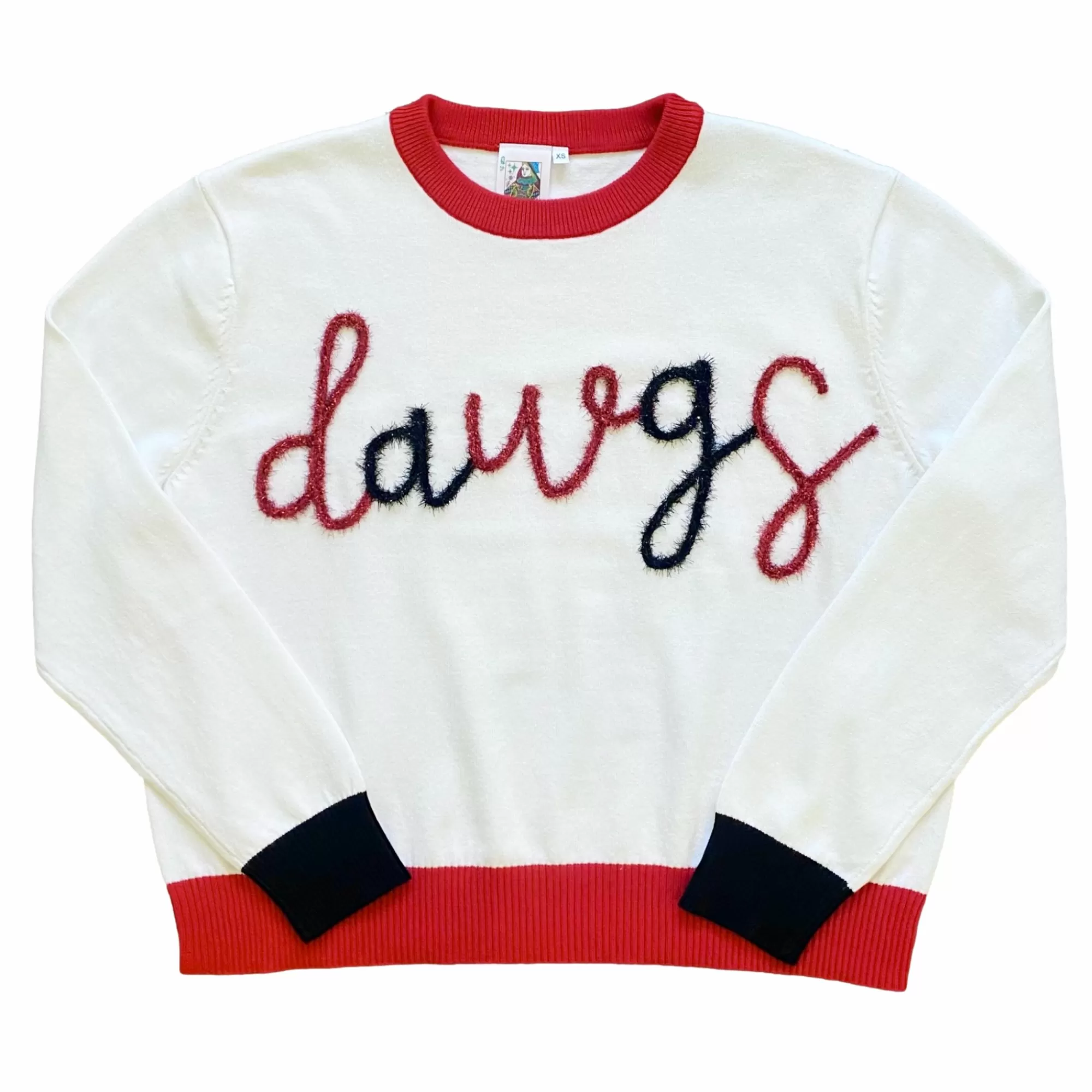 Queen Of Sparkles Black & Red "Dawgs" Ls Sweater