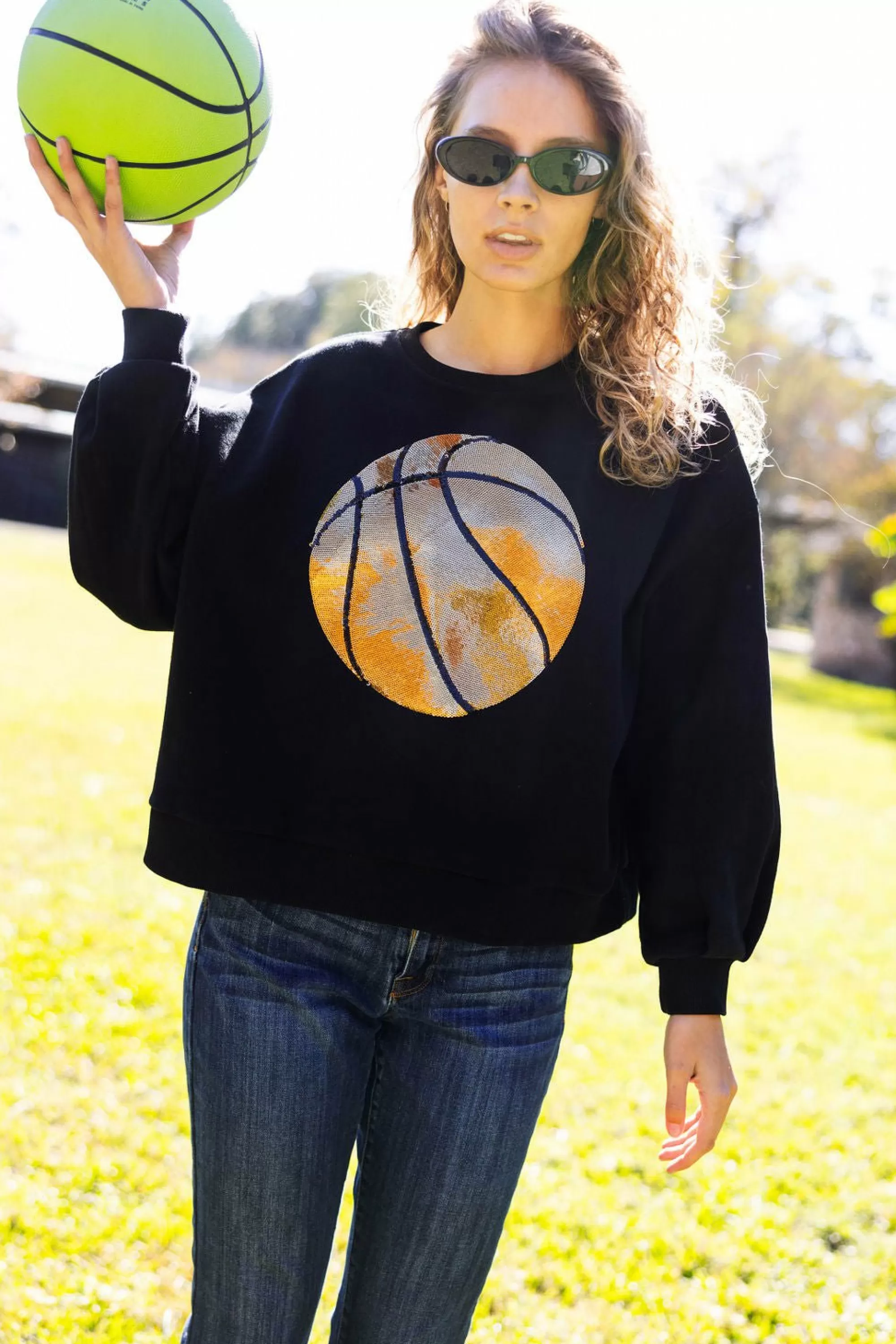 Queen Of Sparkles Black Basketball Sweatshirt