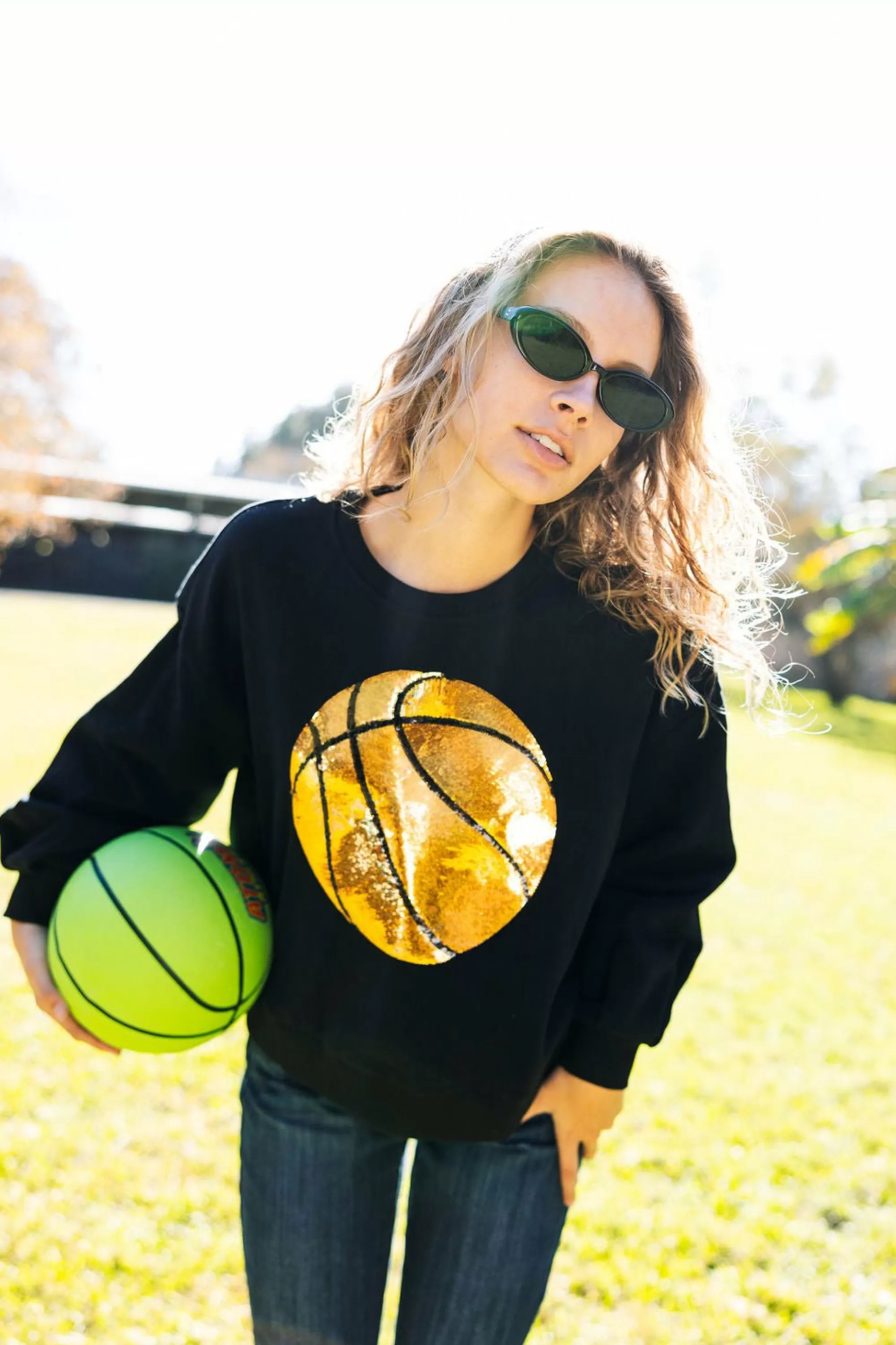 Queen Of Sparkles Black Basketball Sweatshirt