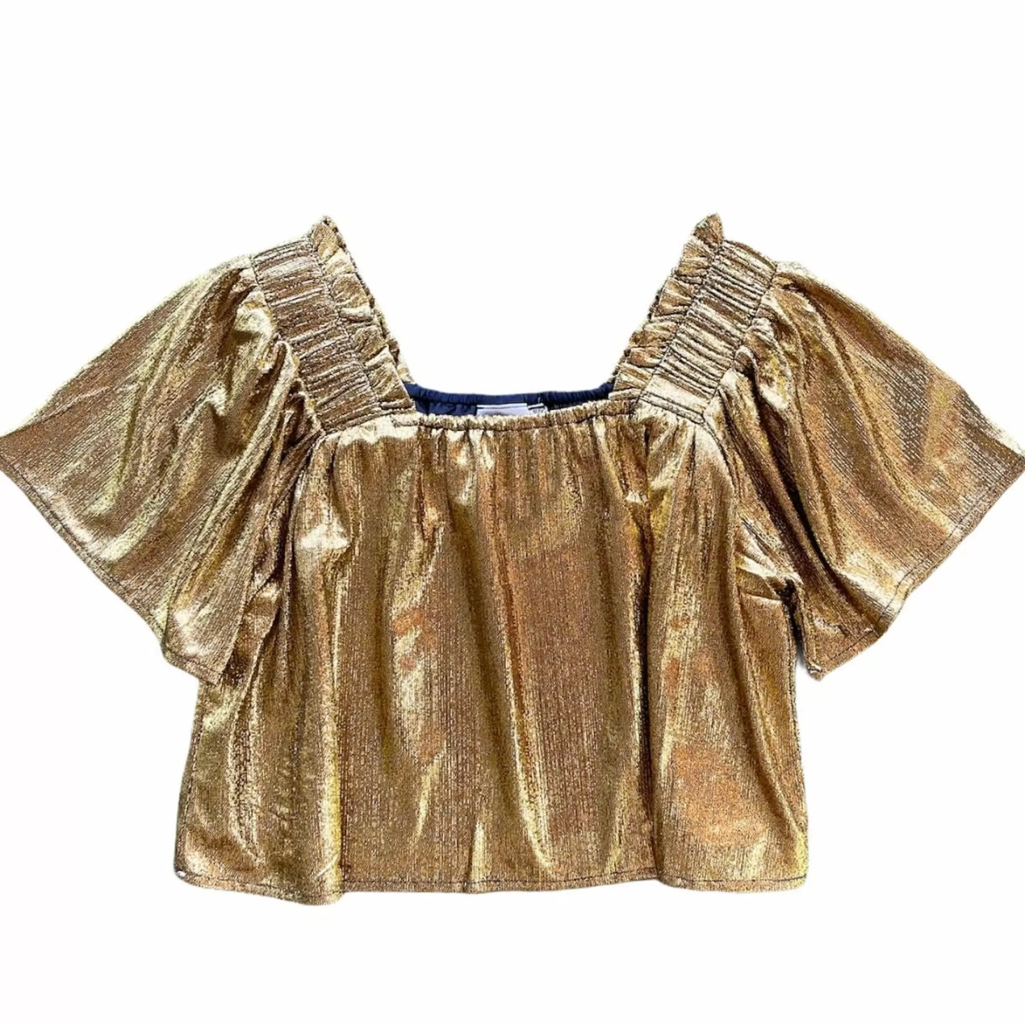 Queen Of Sparkles Black Gold Flutter Top