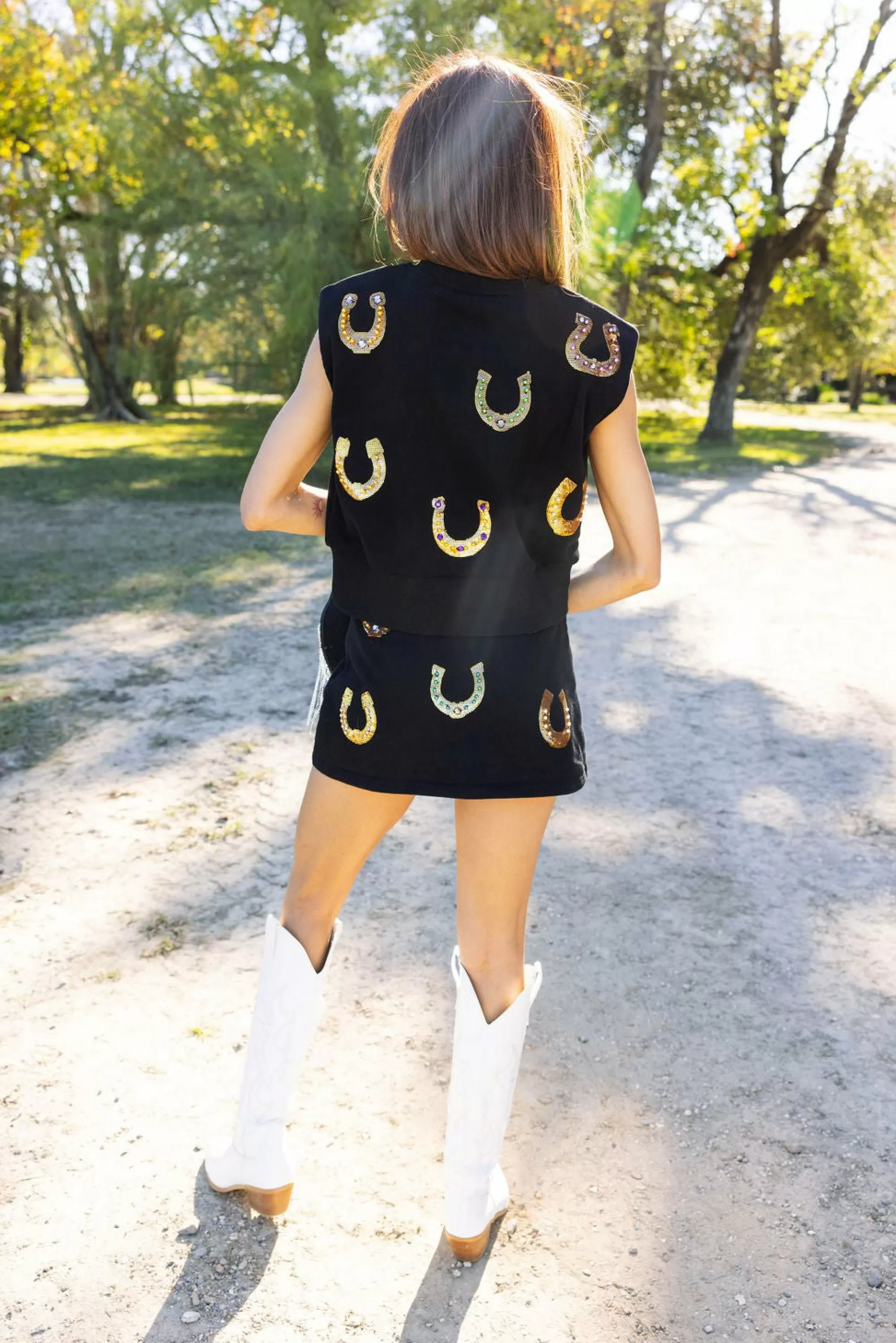 Queen Of Sparkles Black Horseshoe Skort