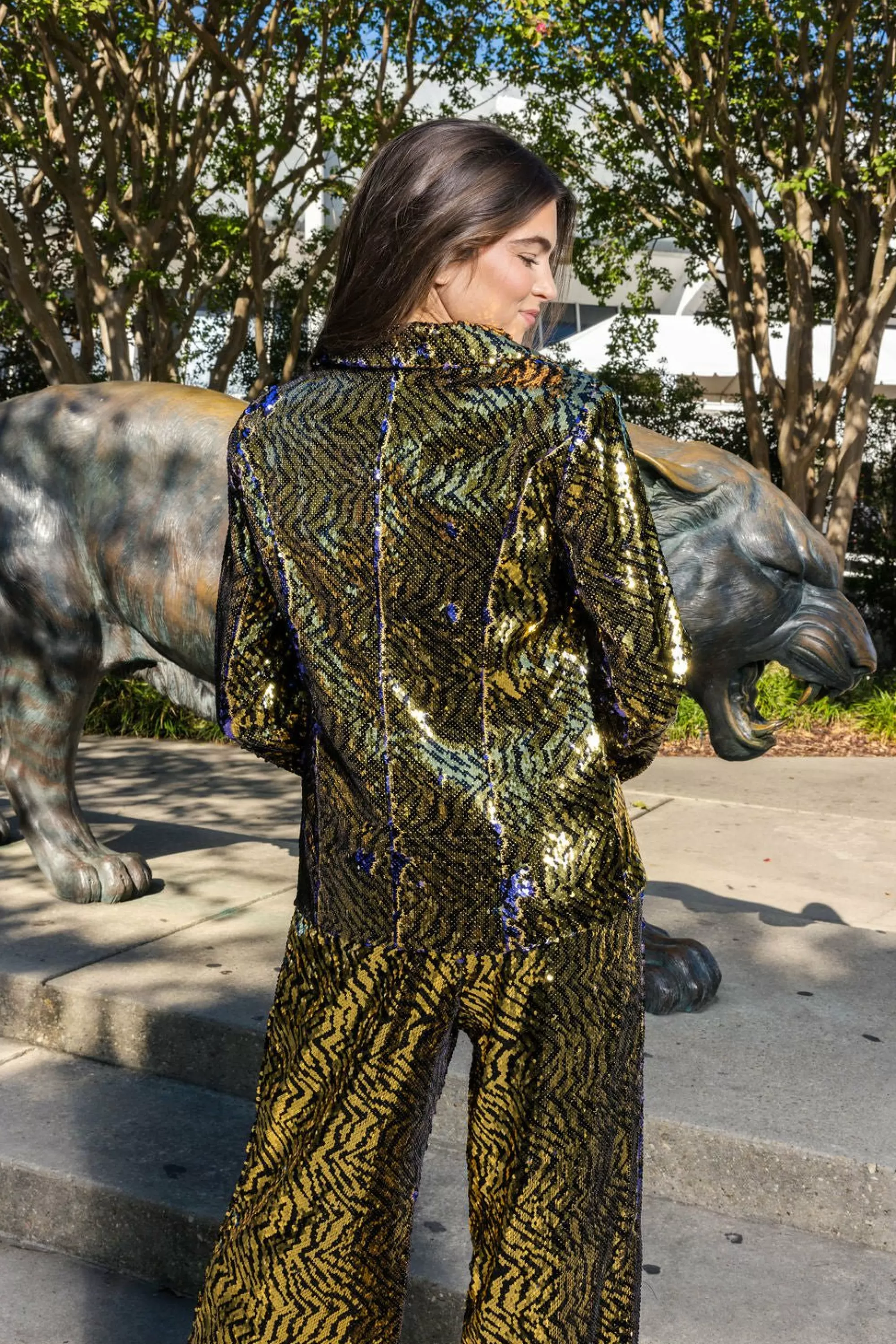 Queen Of Sparkles Black Sequin Tiger Blazer