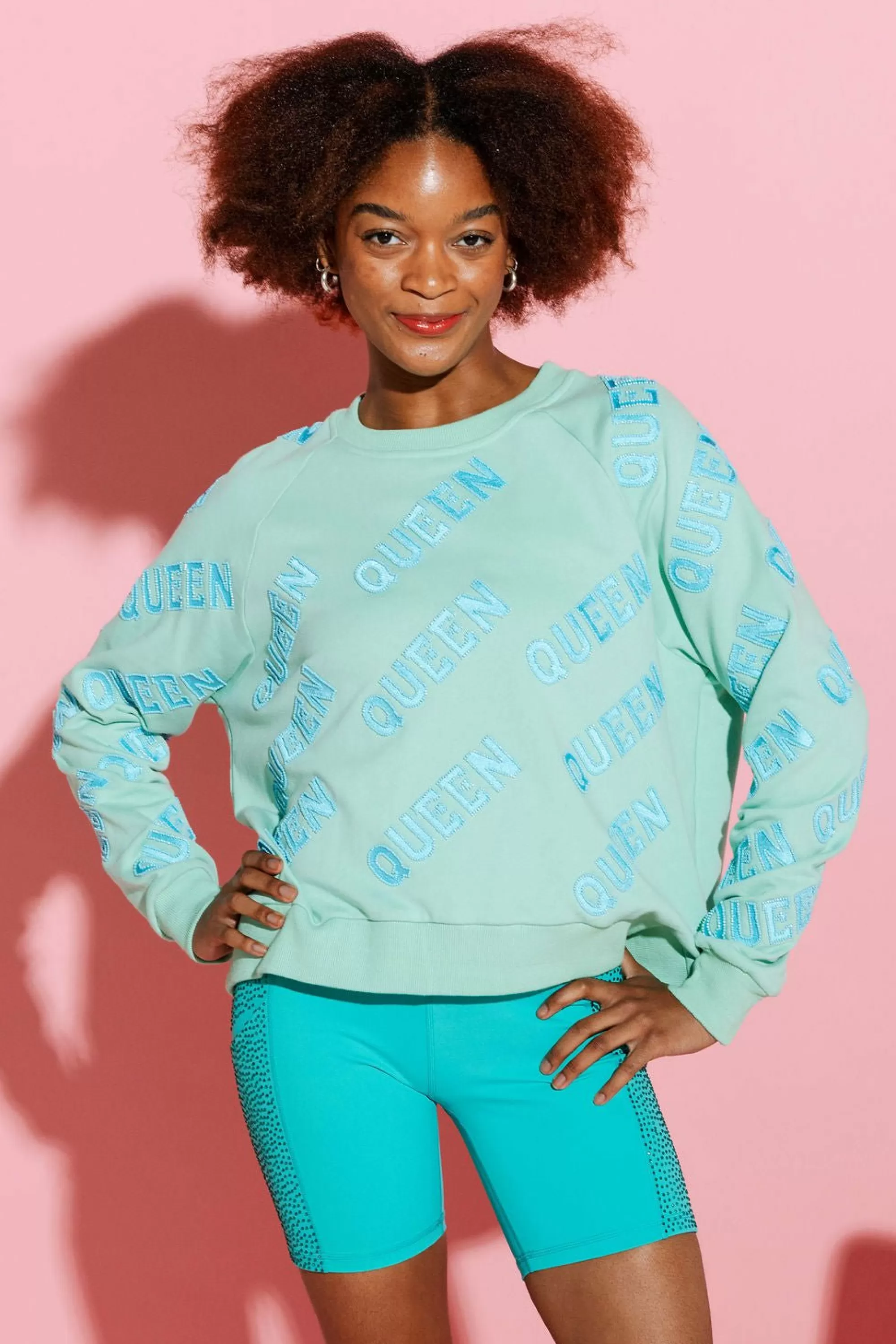 Queen Of Sparkles Blue Queen All Over Sweatshirt