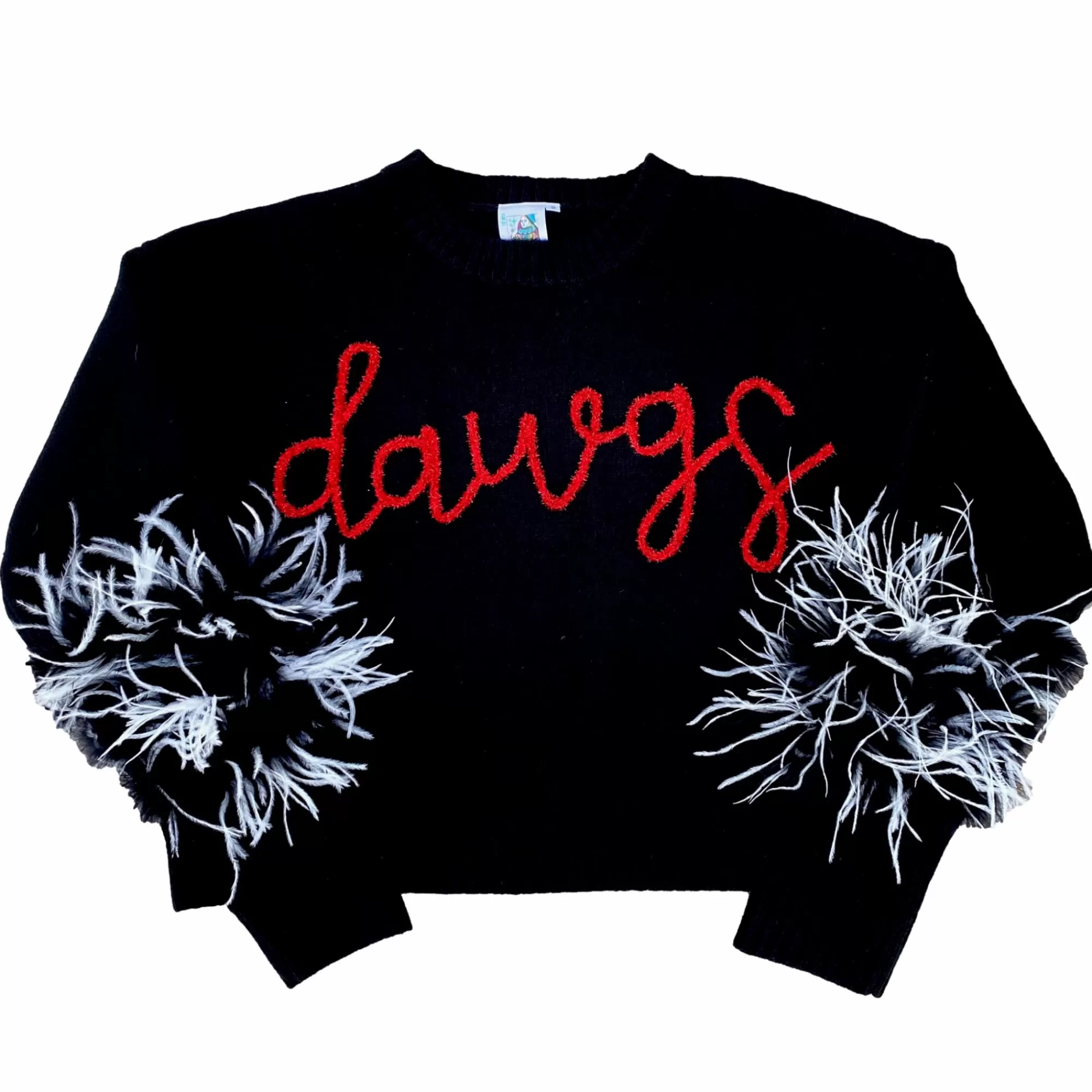 Queen Of Sparkles Dawgs Feather Sleeve Sweater