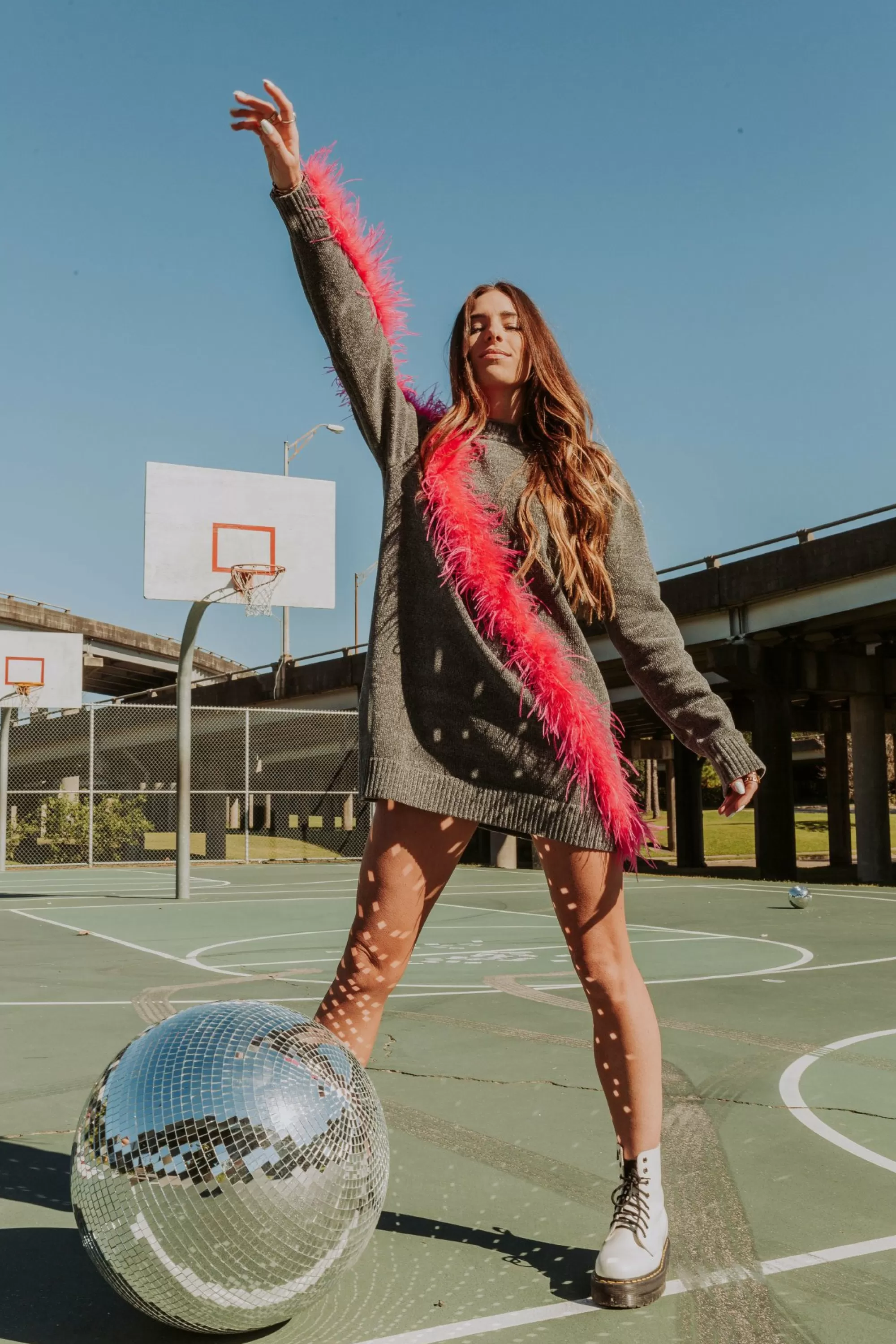 Queen Of Sparkles Diagonal Feather Sweater Dress