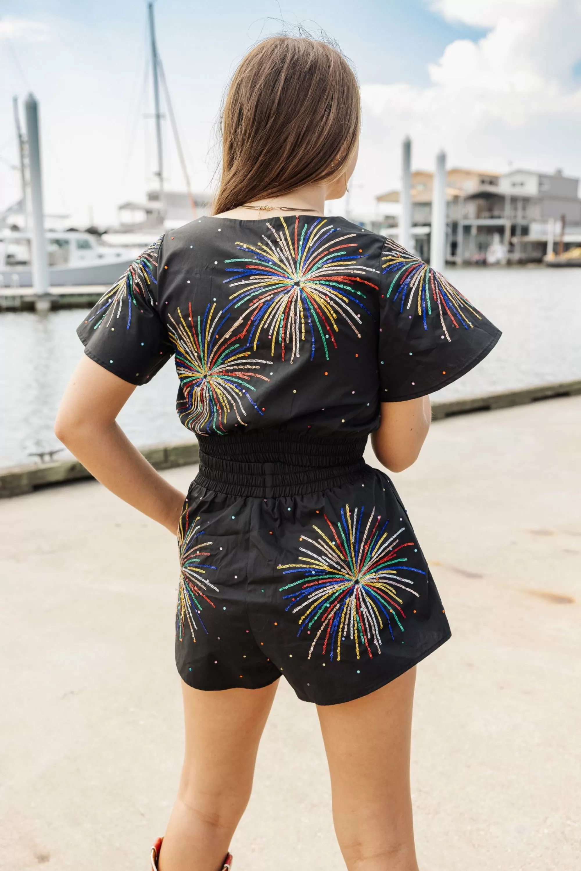 Queen Of Sparkles Firework Short Sleeve Top