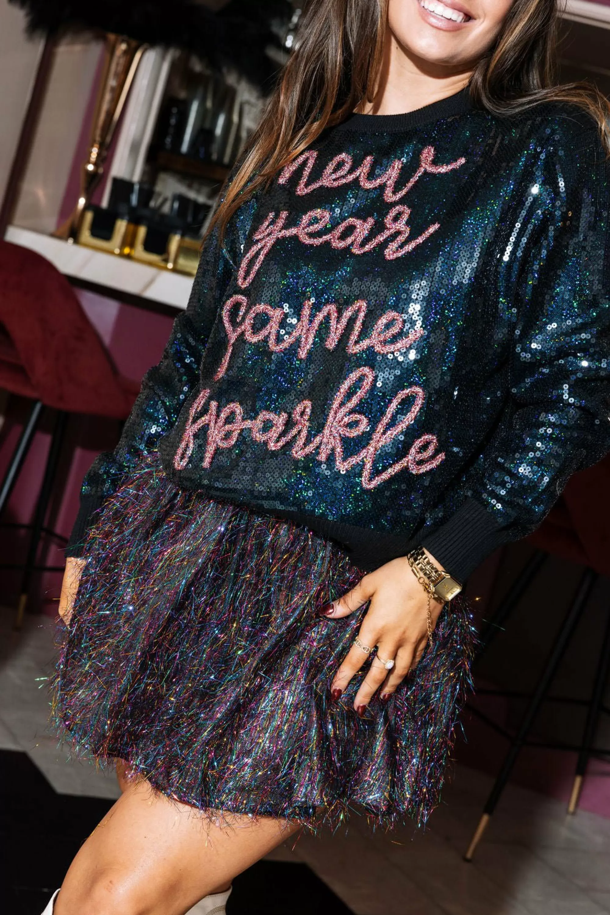 Queen Of Sparkles Full Sequin New Year Same Sparkle Sweater