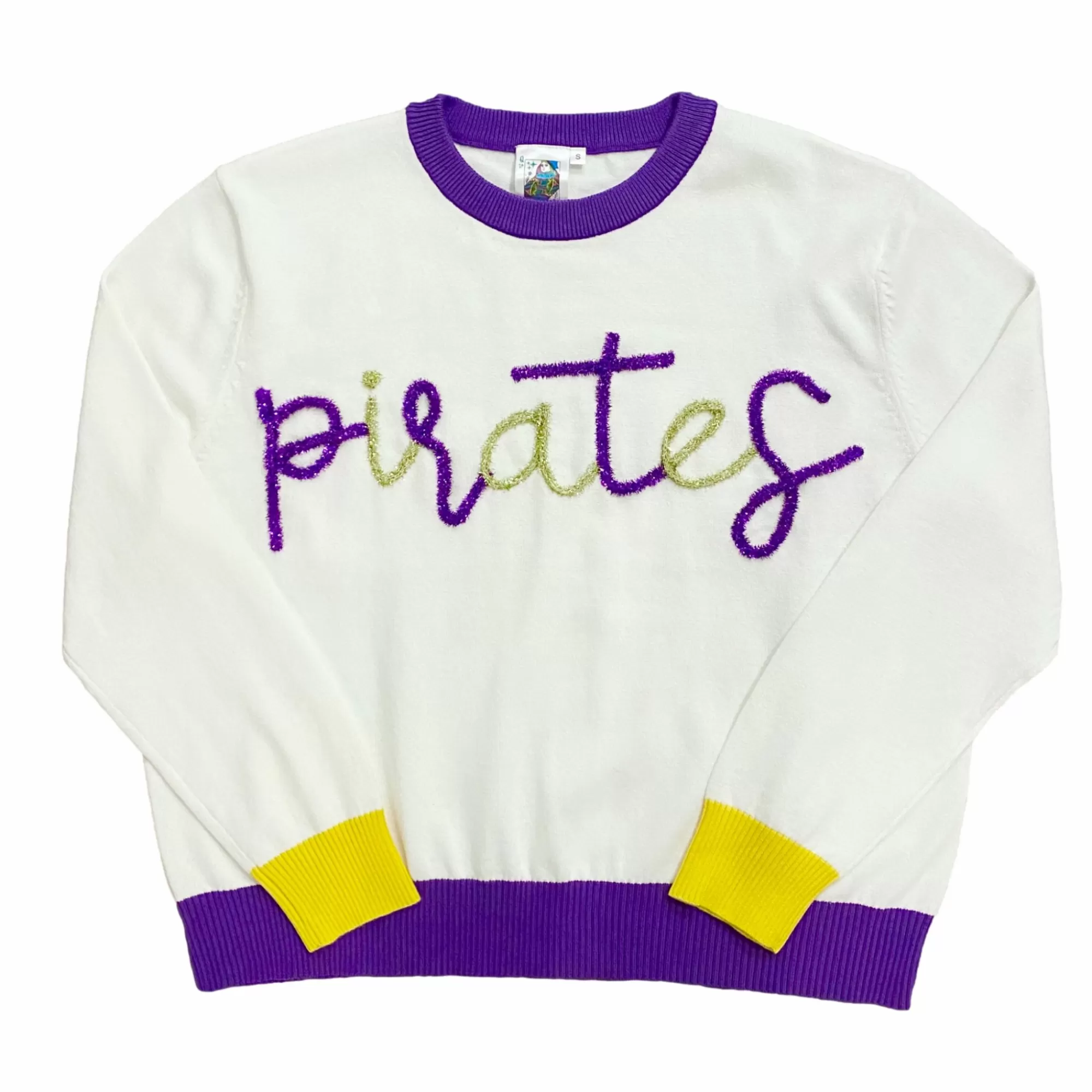 Queen Of Sparkles Glitter Script "Pirates" Long Sleeve Sweater