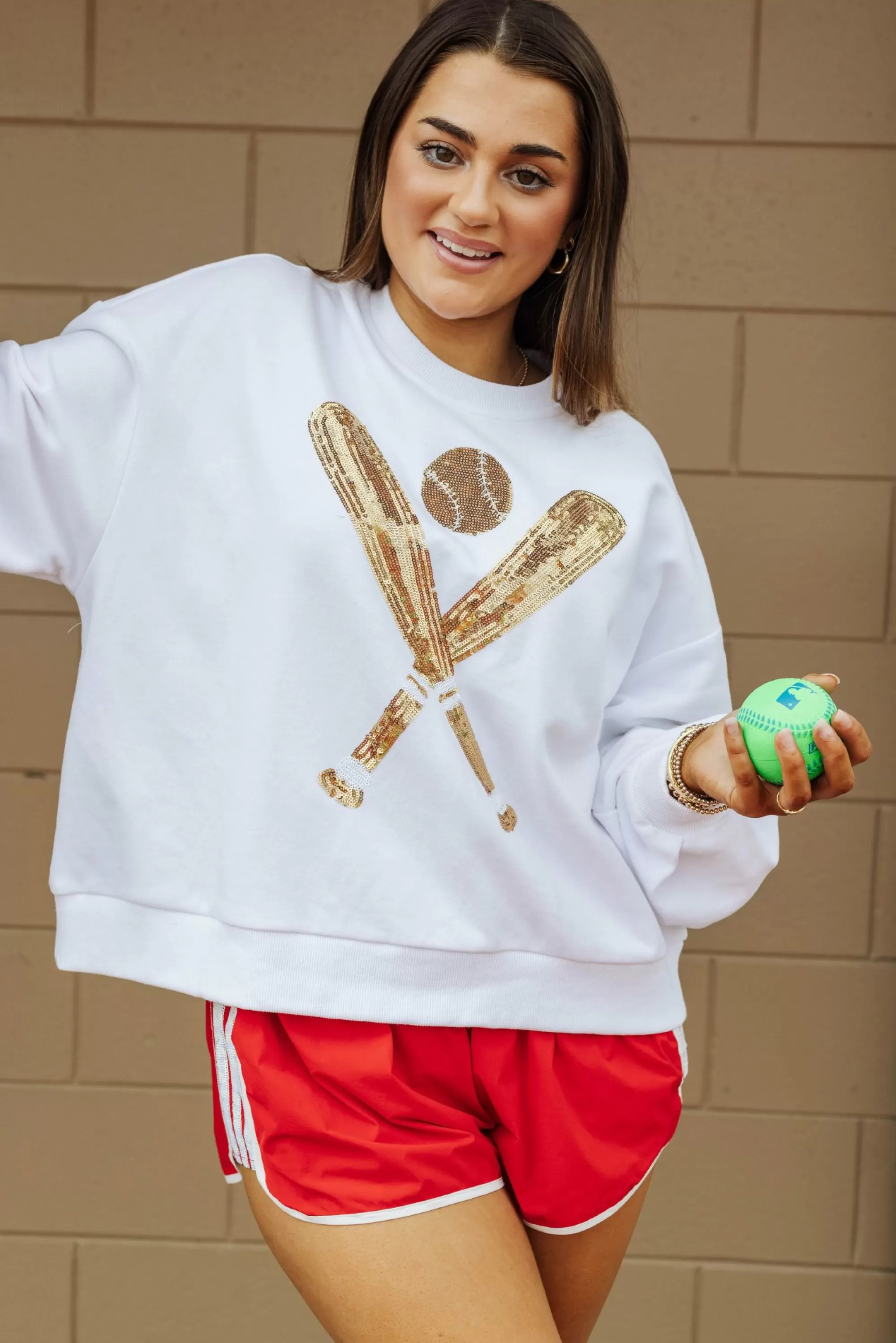 Queen Of Sparkles Gold Baseball Sweatshirt