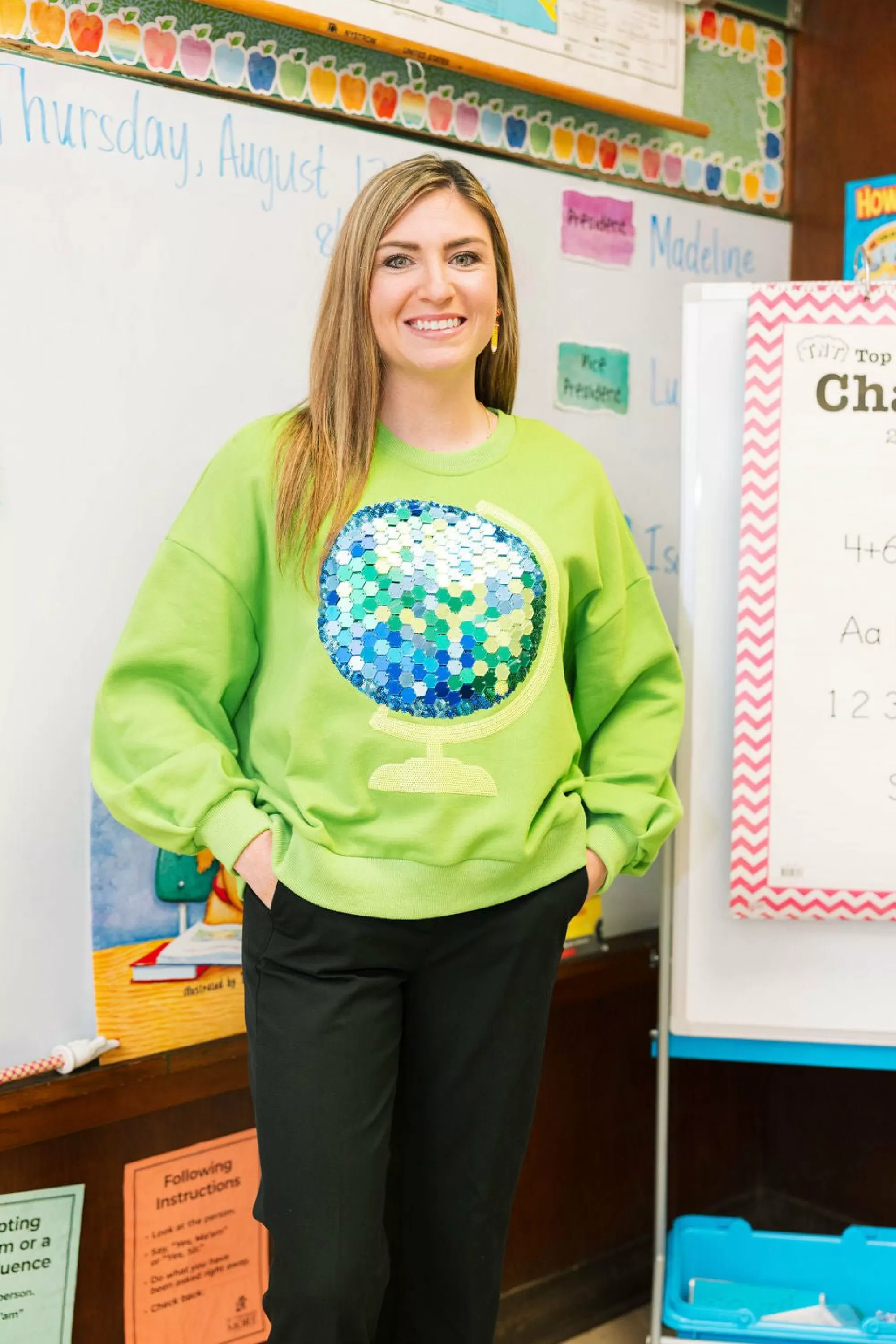 Queen Of Sparkles Green Globe Sweatshirt