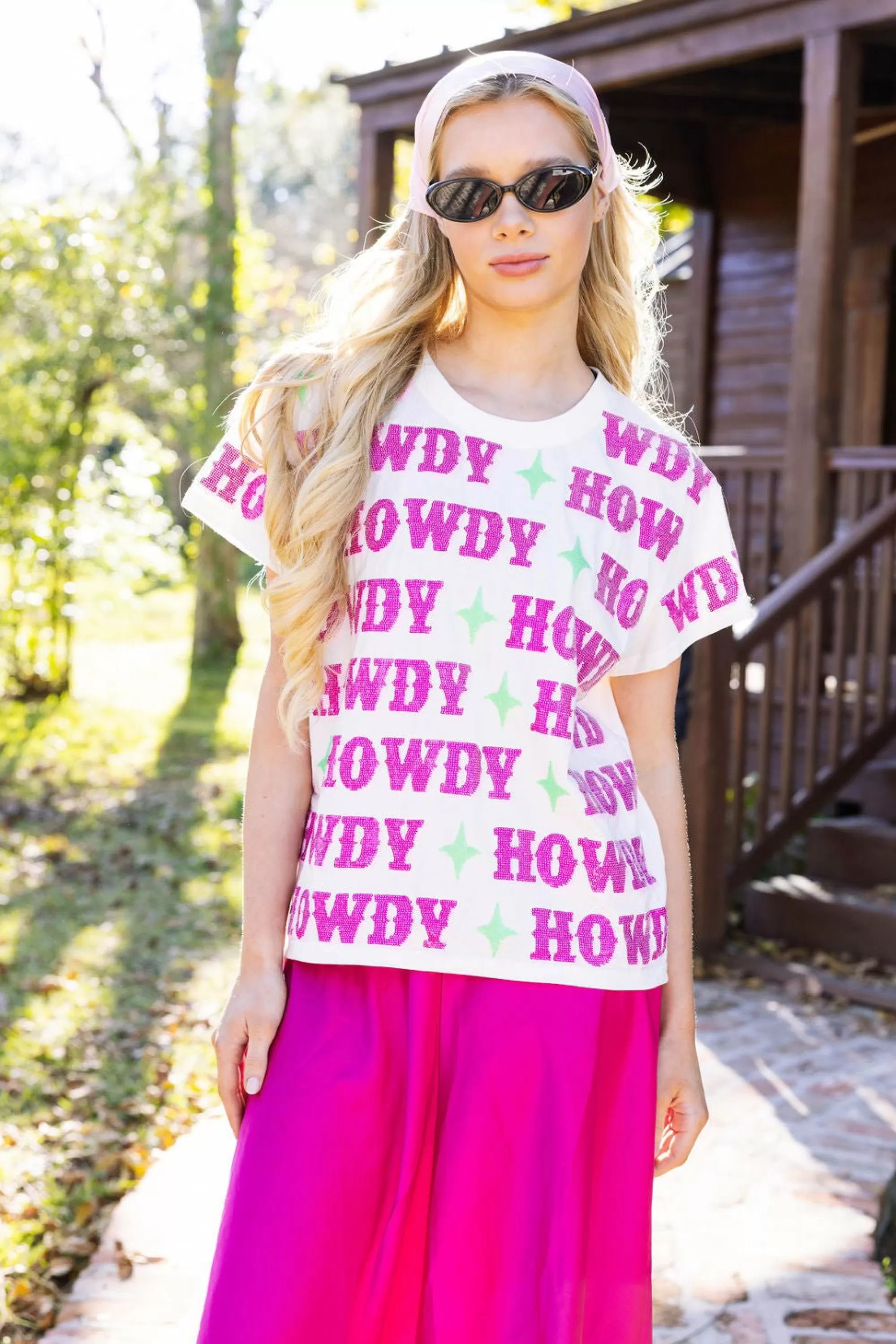 Queen Of Sparkles Howdy Y'All Colorblock Tee