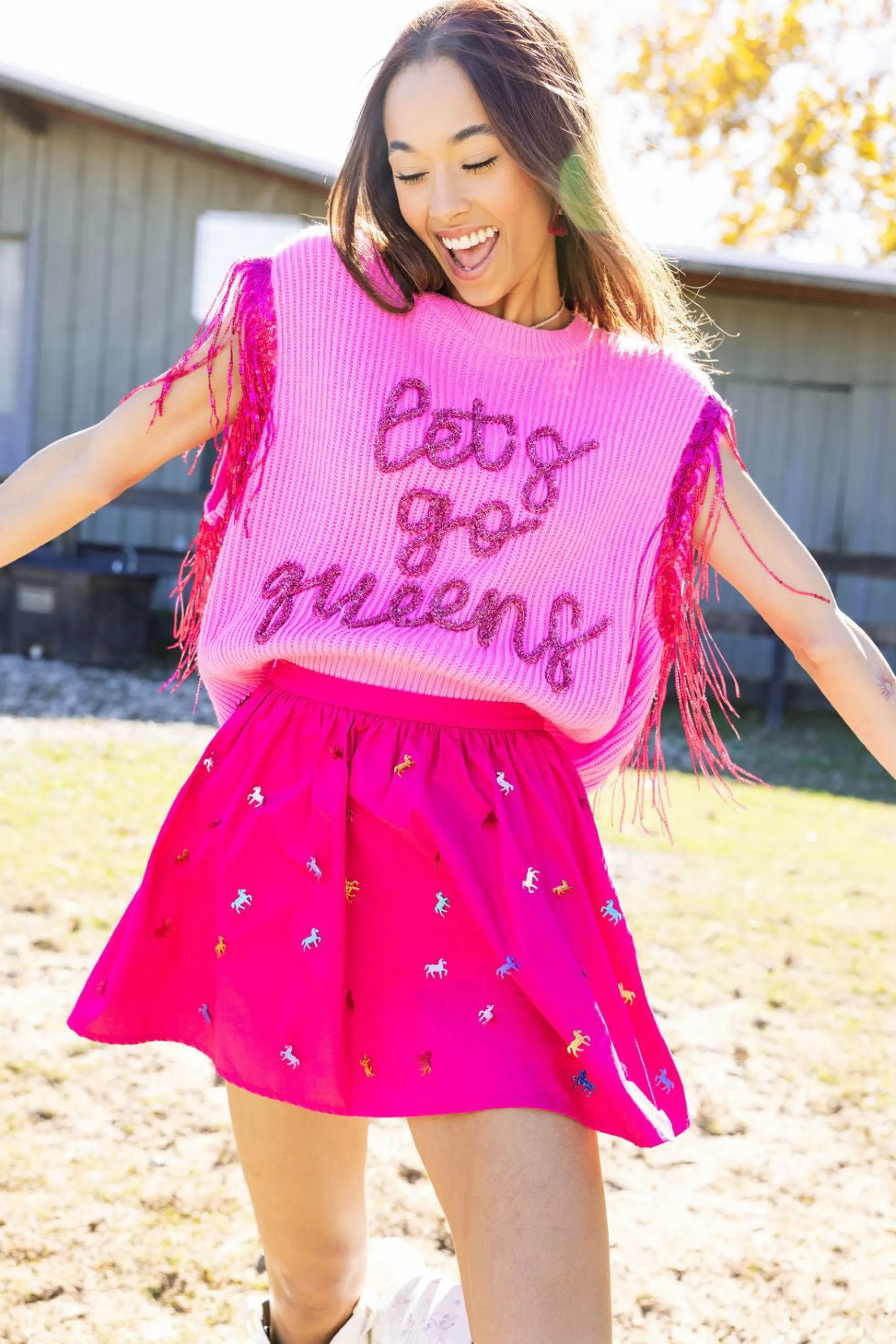 Queen Of Sparkles Let'S Go Queens Sweater Tank