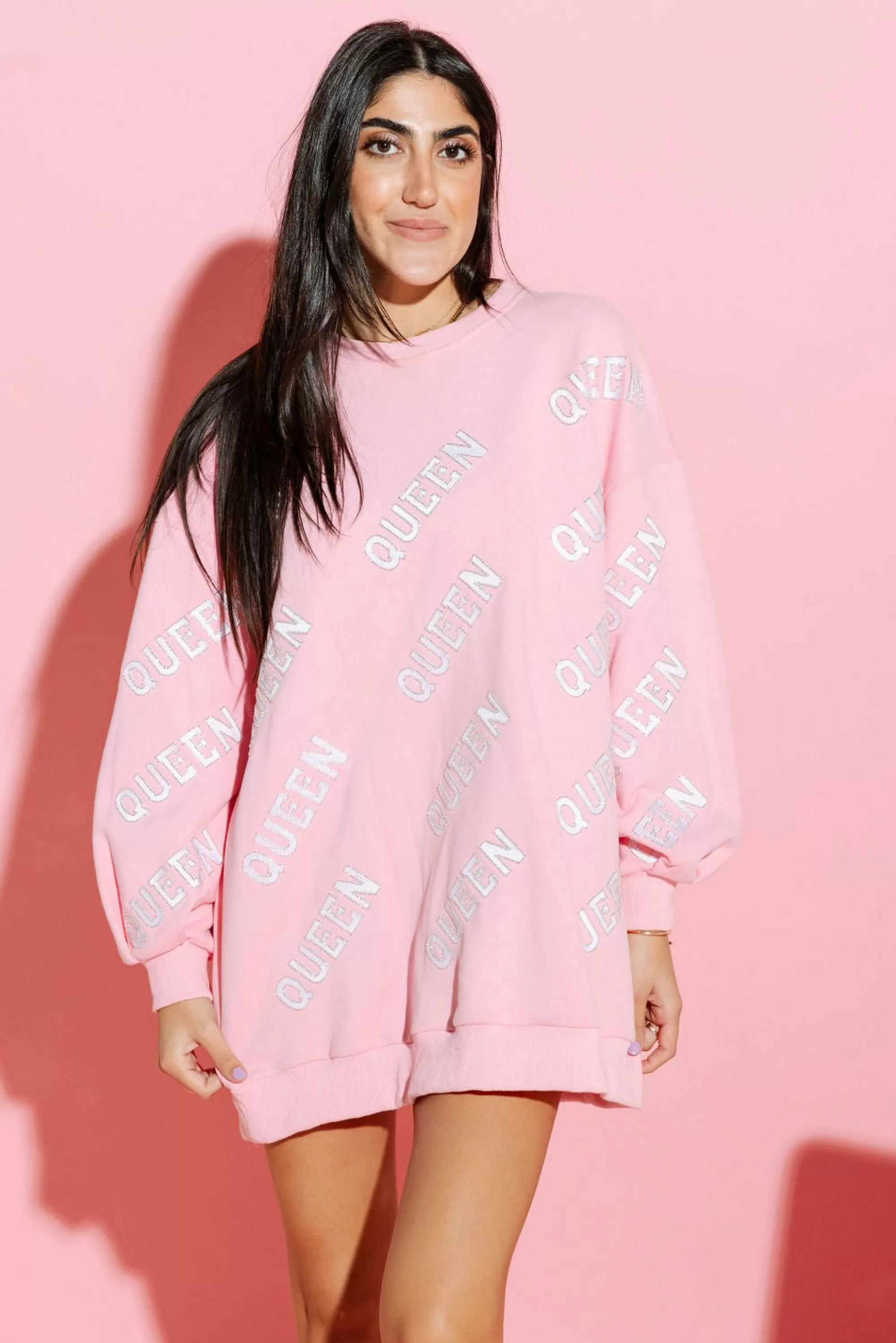 Queen Of Sparkles Light And White Queen All Over Sweatshirt Dress