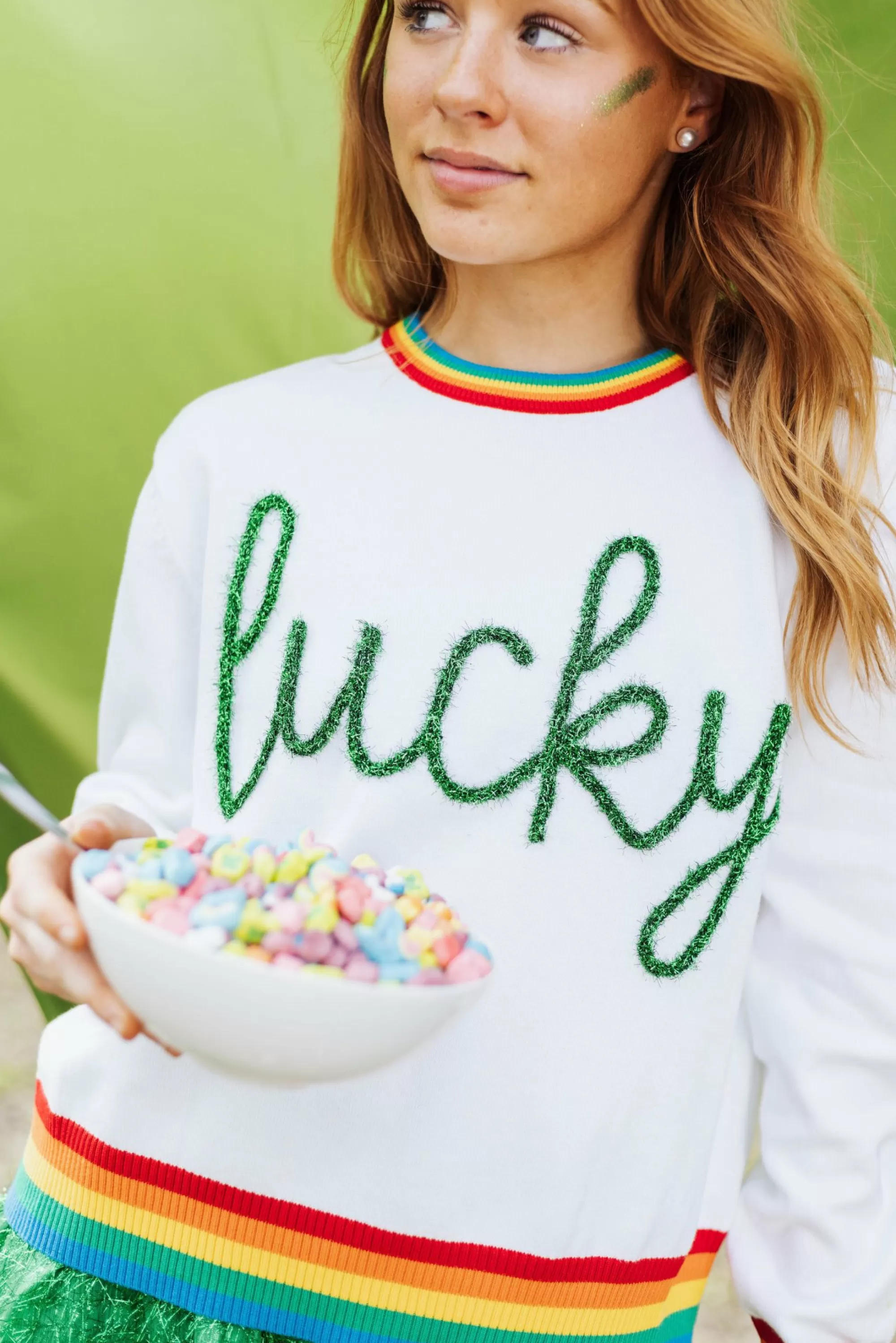 Queen Of Sparkles Lucky Glitter Script Sweater