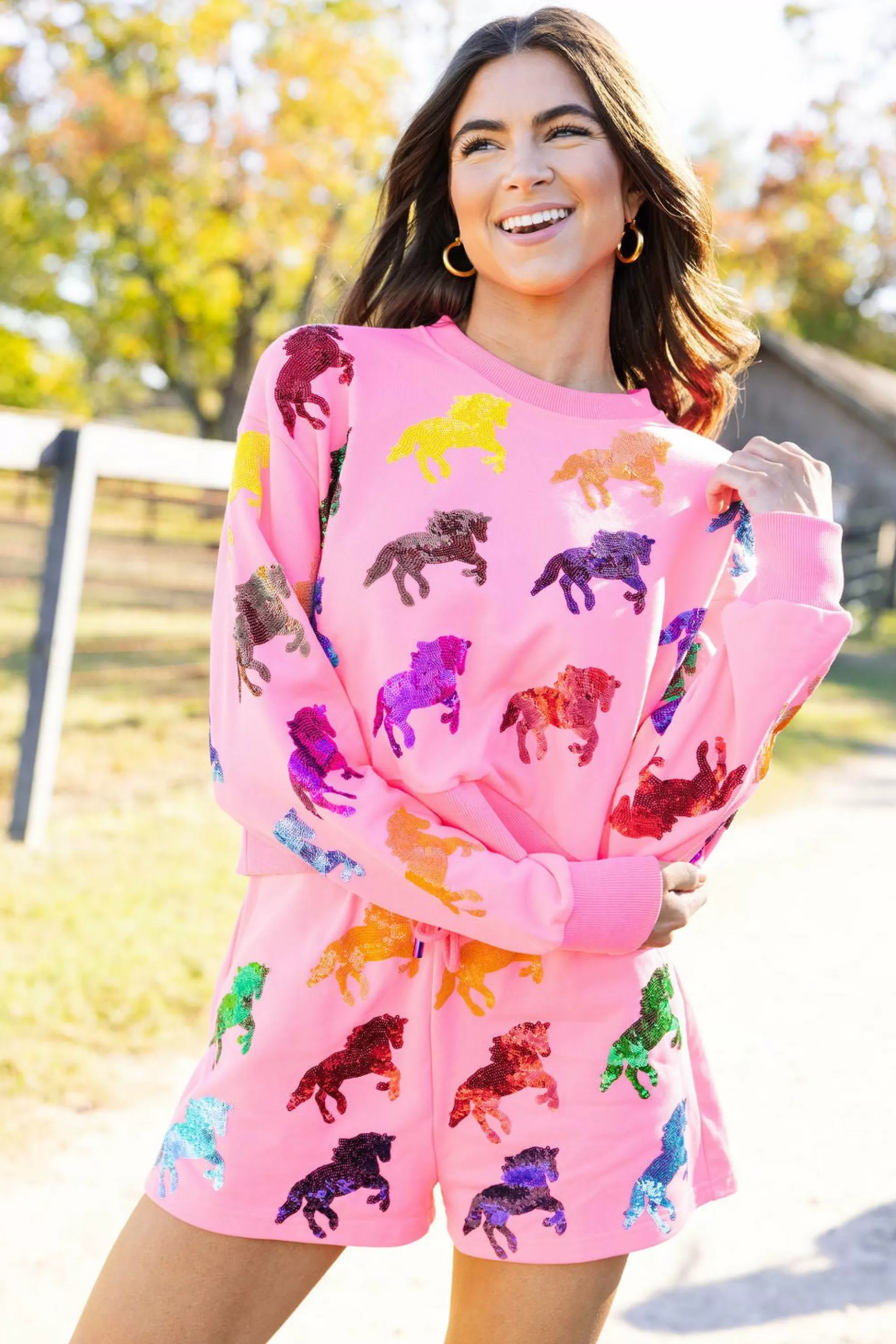 Queen Of Sparkles Multi Horse All Over Sweatshirt