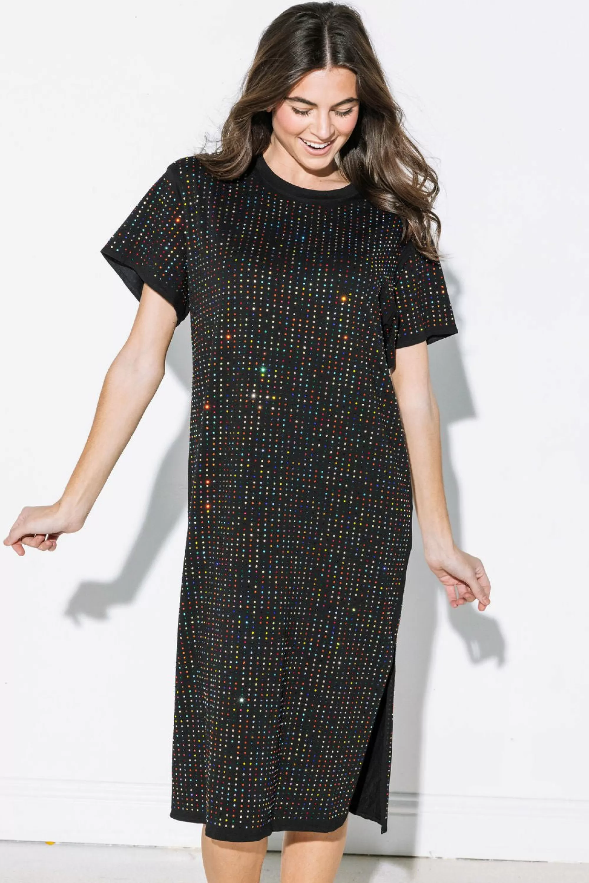 Queen Of Sparkles Multi Rhinestone Active Midi Dress