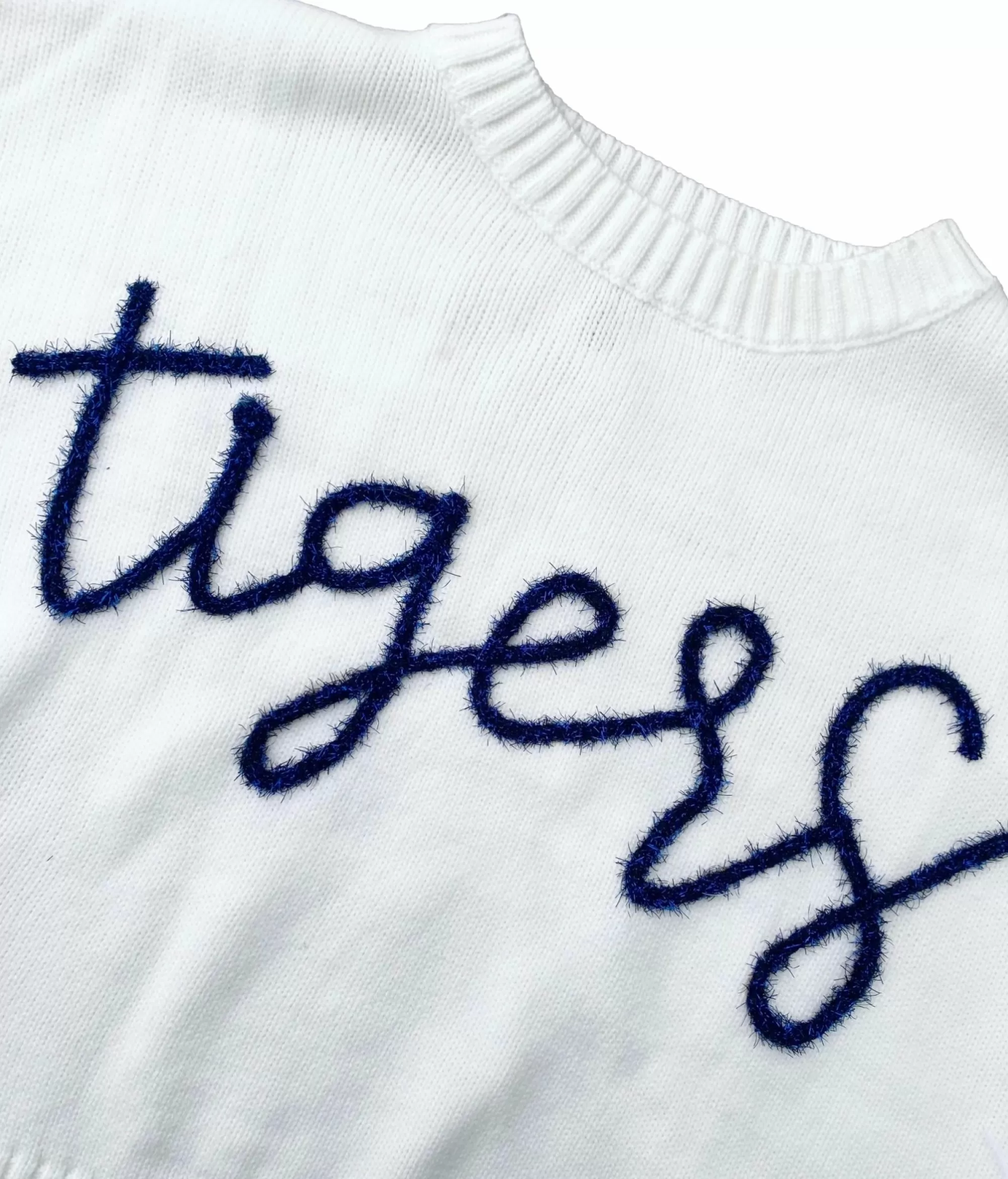 Queen Of Sparkles Navy "Tigers" Feather Sleeve Sweater