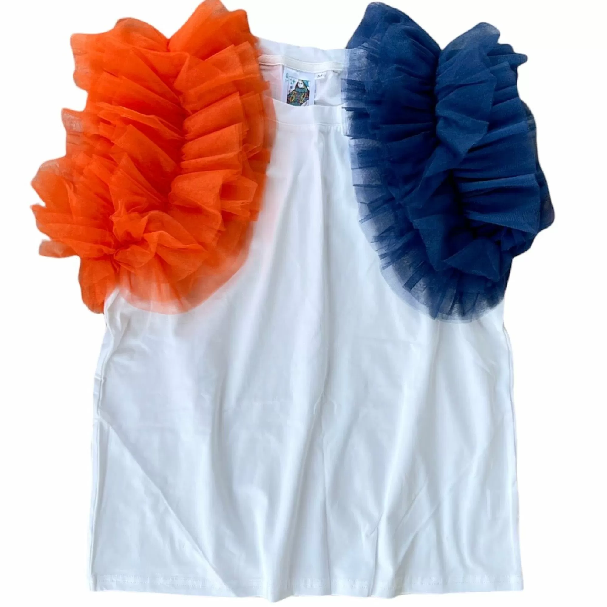 Queen Of Sparkles Navy/Orange Ruffle Sleeve Tee