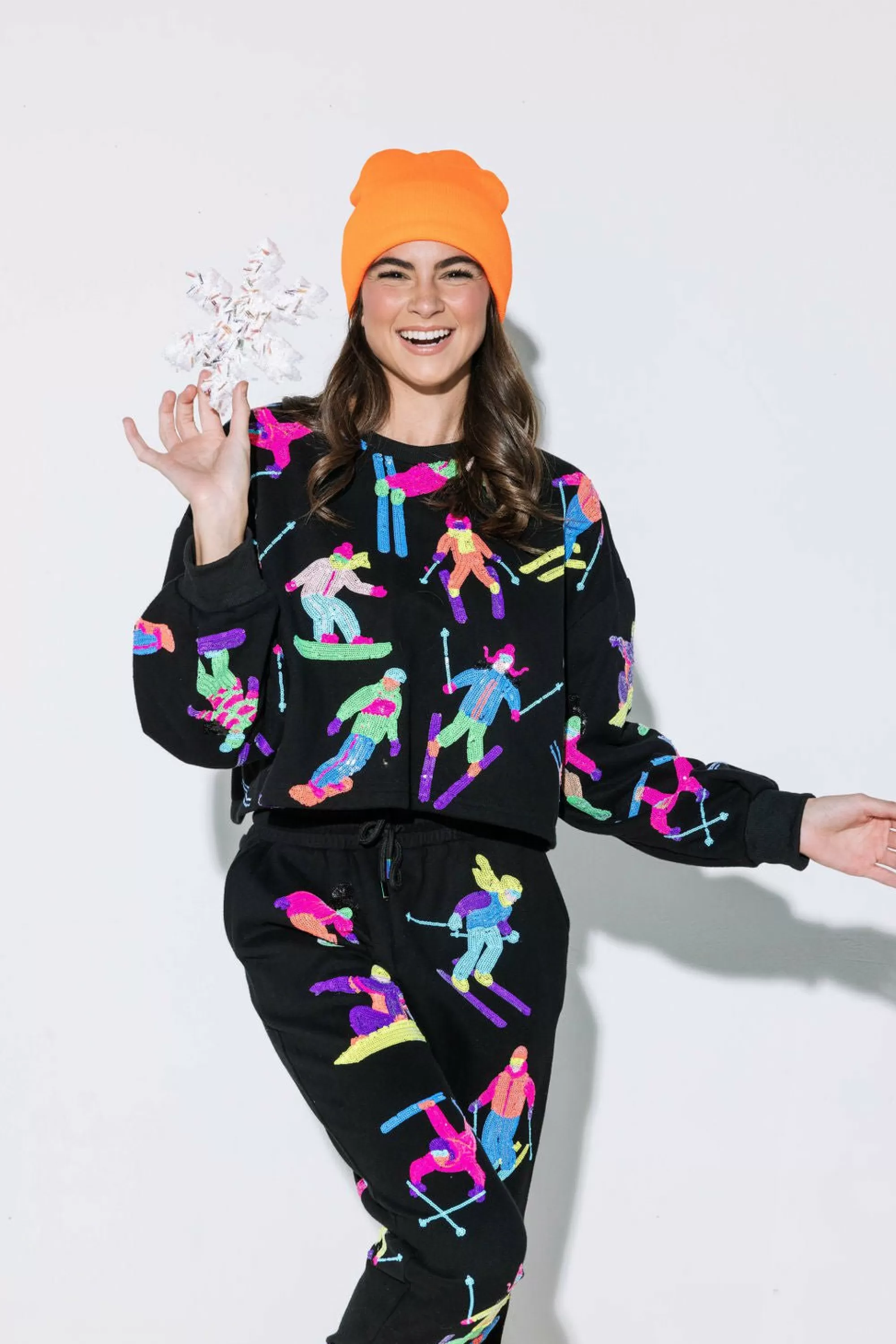 Queen Of Sparkles Neon Scatter Skier Sweatshirt