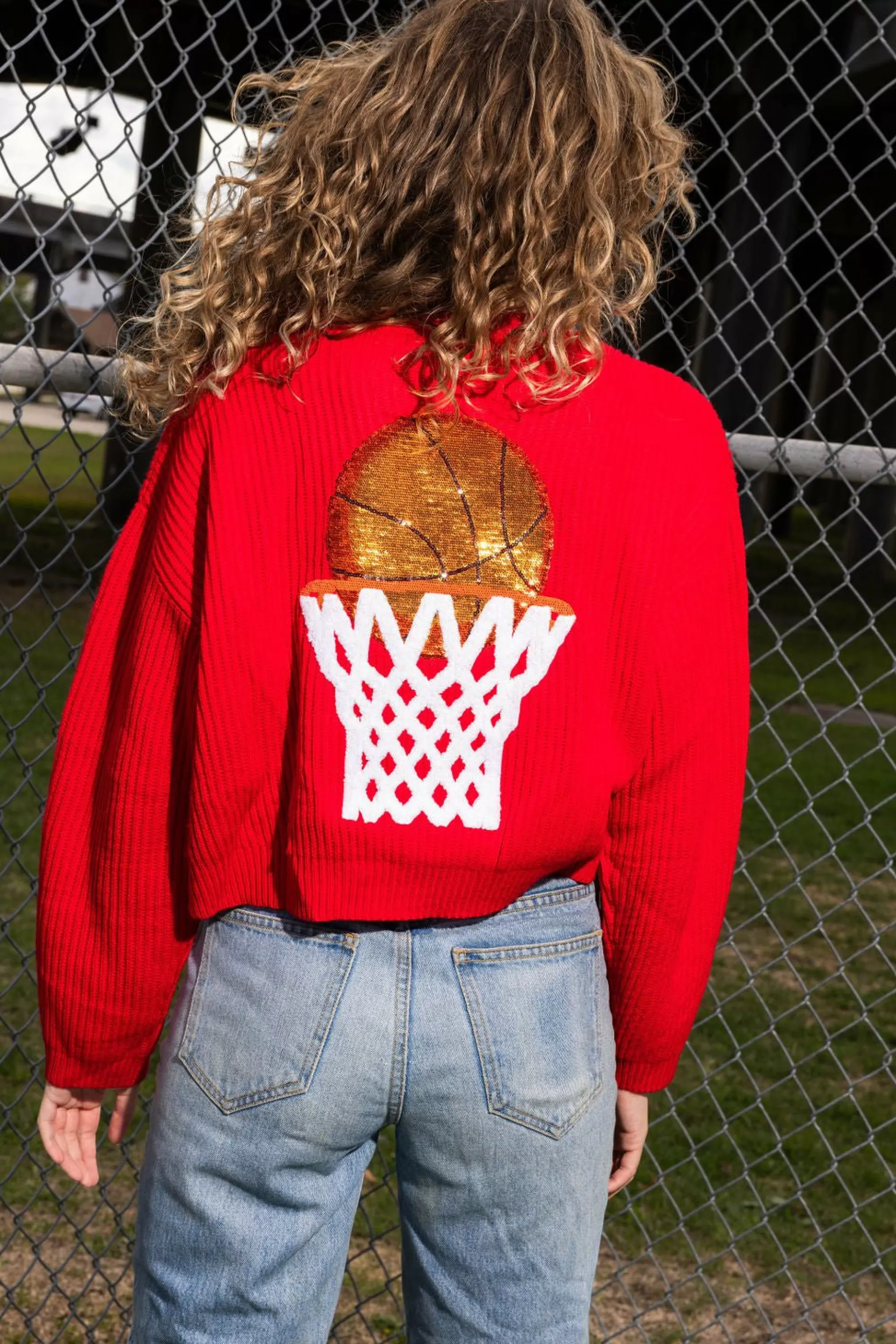 Queen Of Sparkles Nothin But Net' Glitter Script Sweater