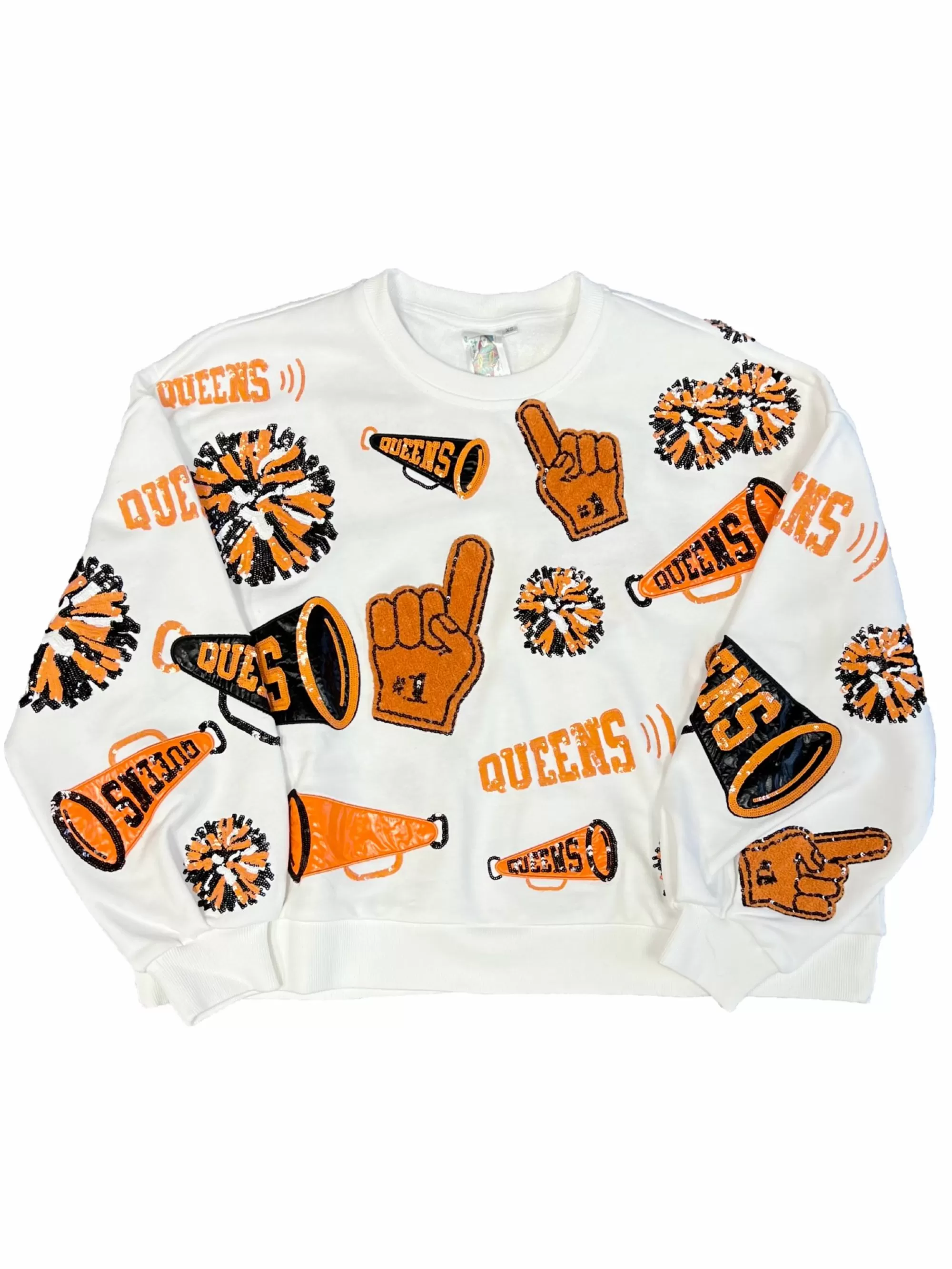 Queen Of Sparkles Orange & Black Cheers Queen Icon Sweatshirt