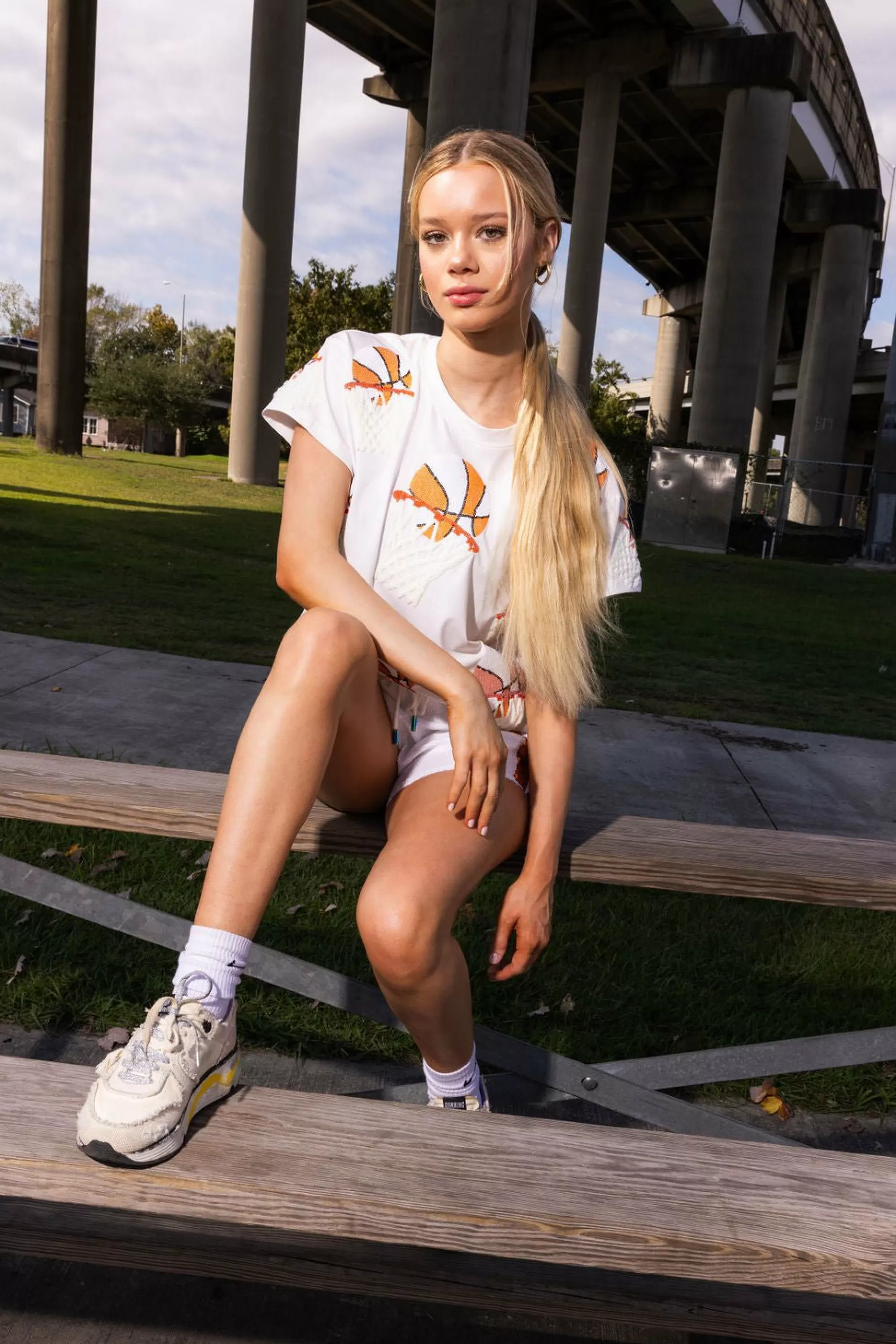 Queen Of Sparkles Orange Basketball Hoop Tee