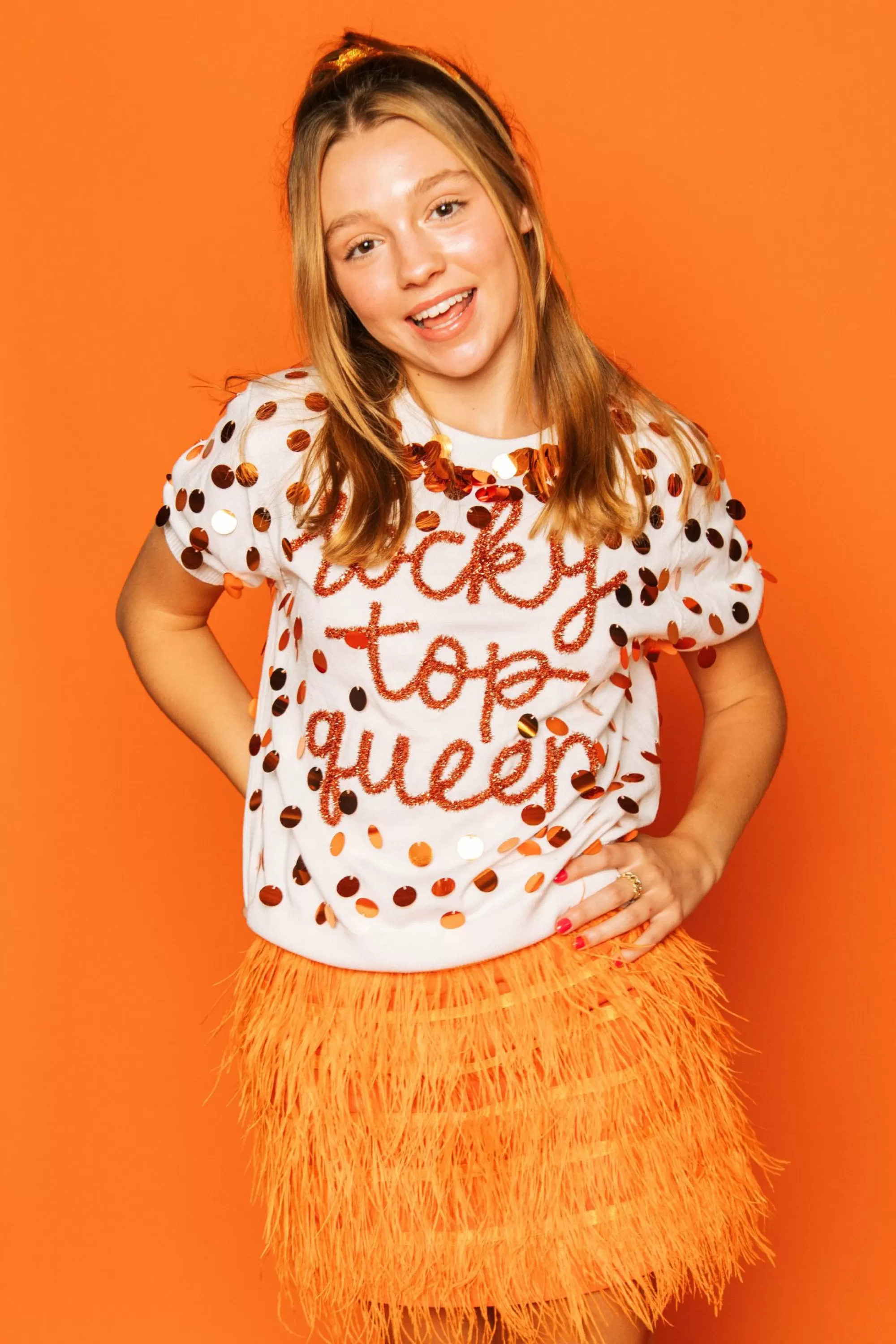 Queen Of Sparkles Orange Feather Skirt