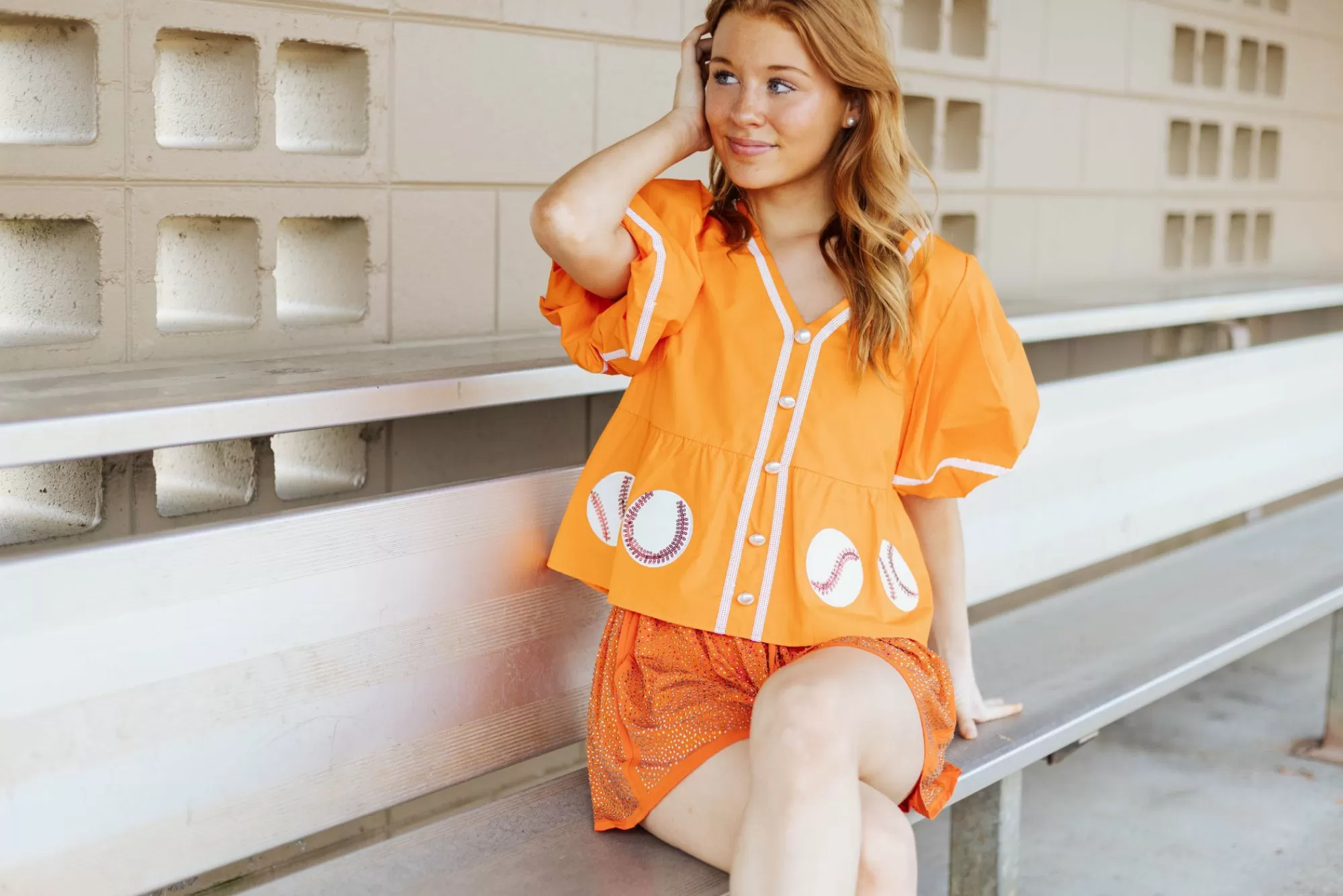 Queen Of Sparkles Peplum Baseball Top