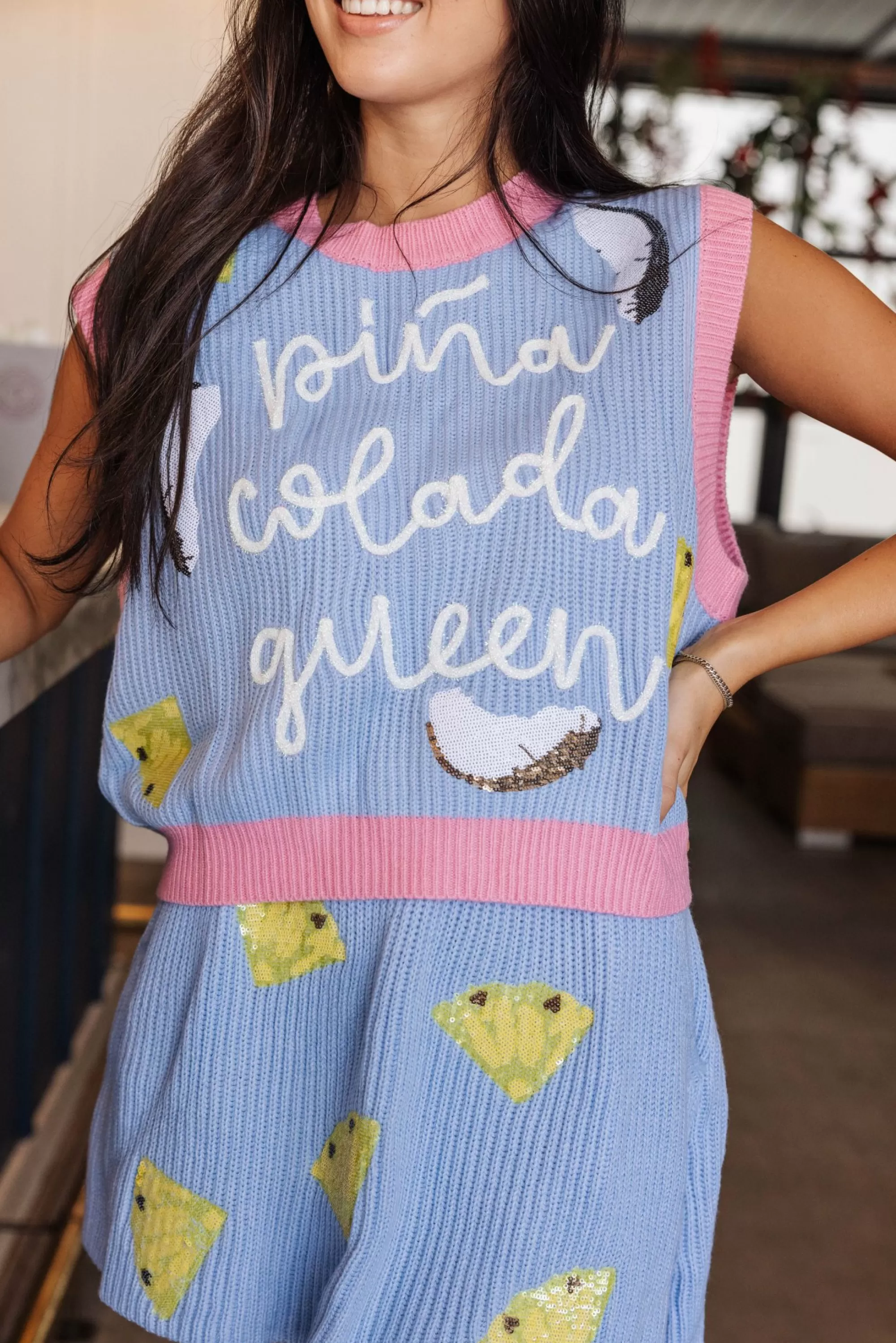 Queen Of Sparkles Pina Colada Queen Sweater Vest