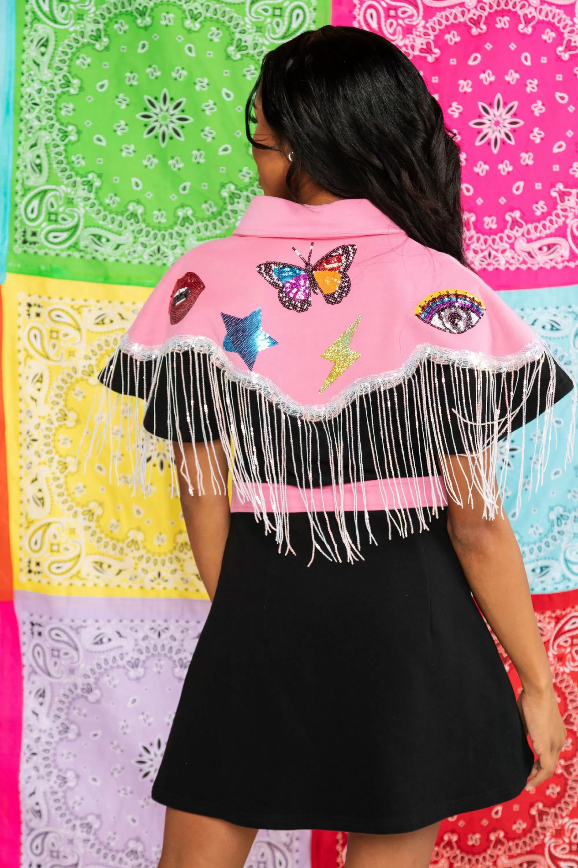 Queen Of Sparkles Pink & Black Icon Cowgirl Dress